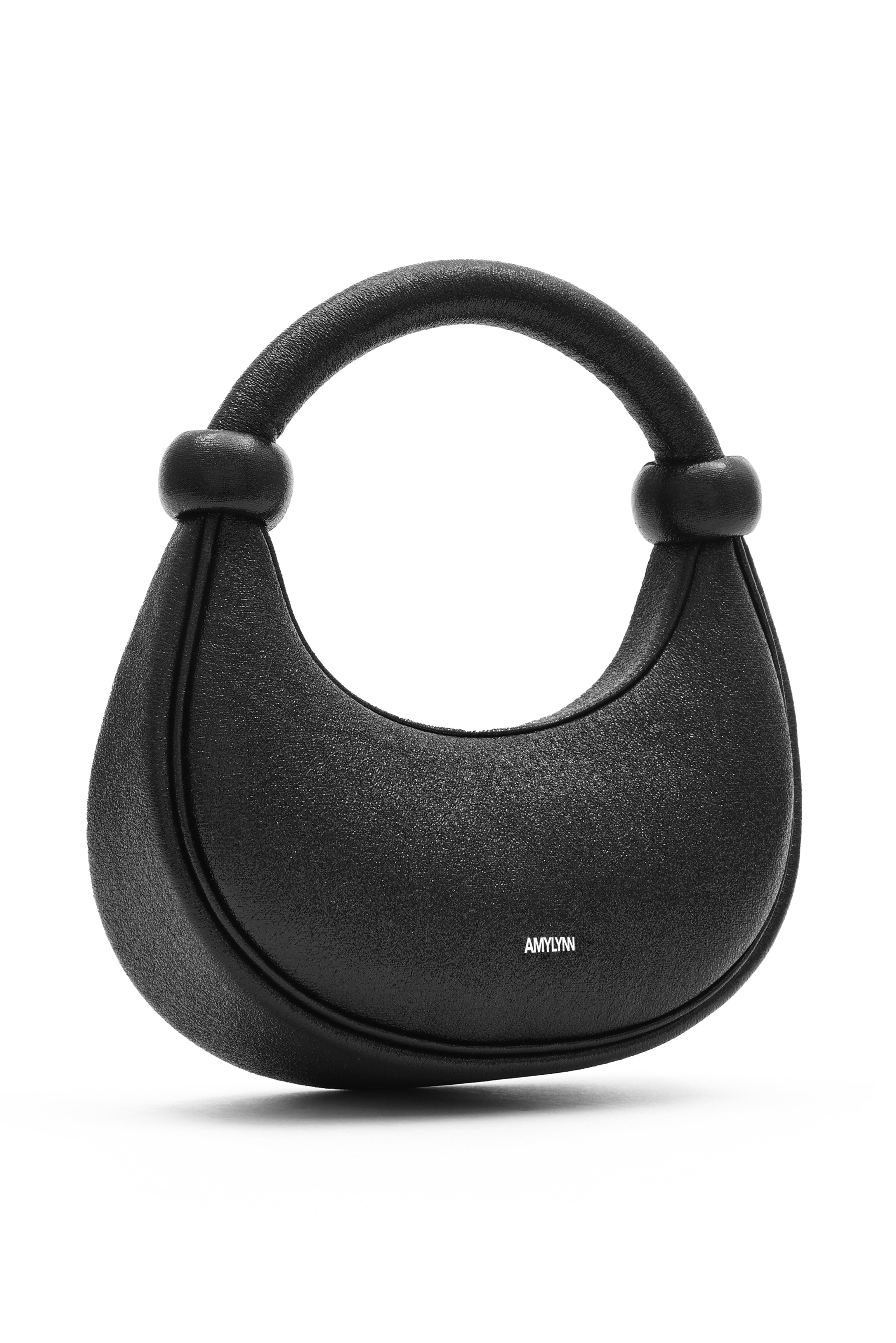 Kyoto Black Sparkle Leather Crossbody Crescent Bag