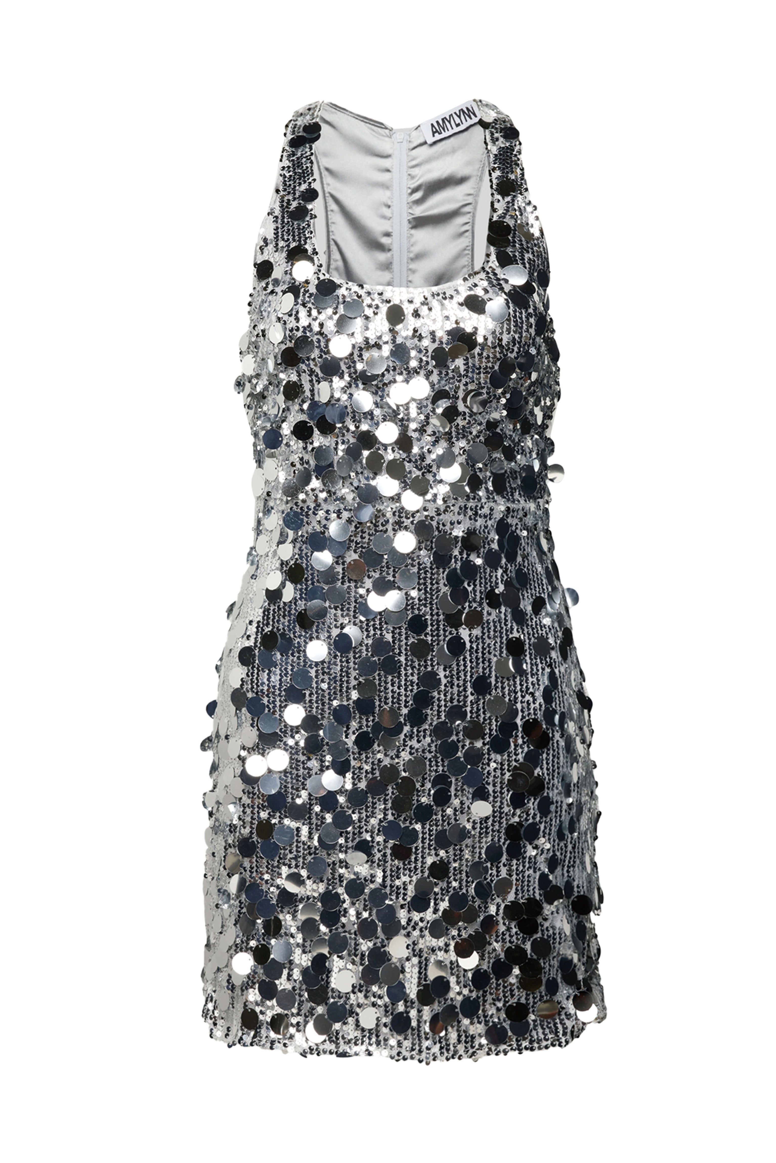 Oceane Silver Disc Sequin Dress