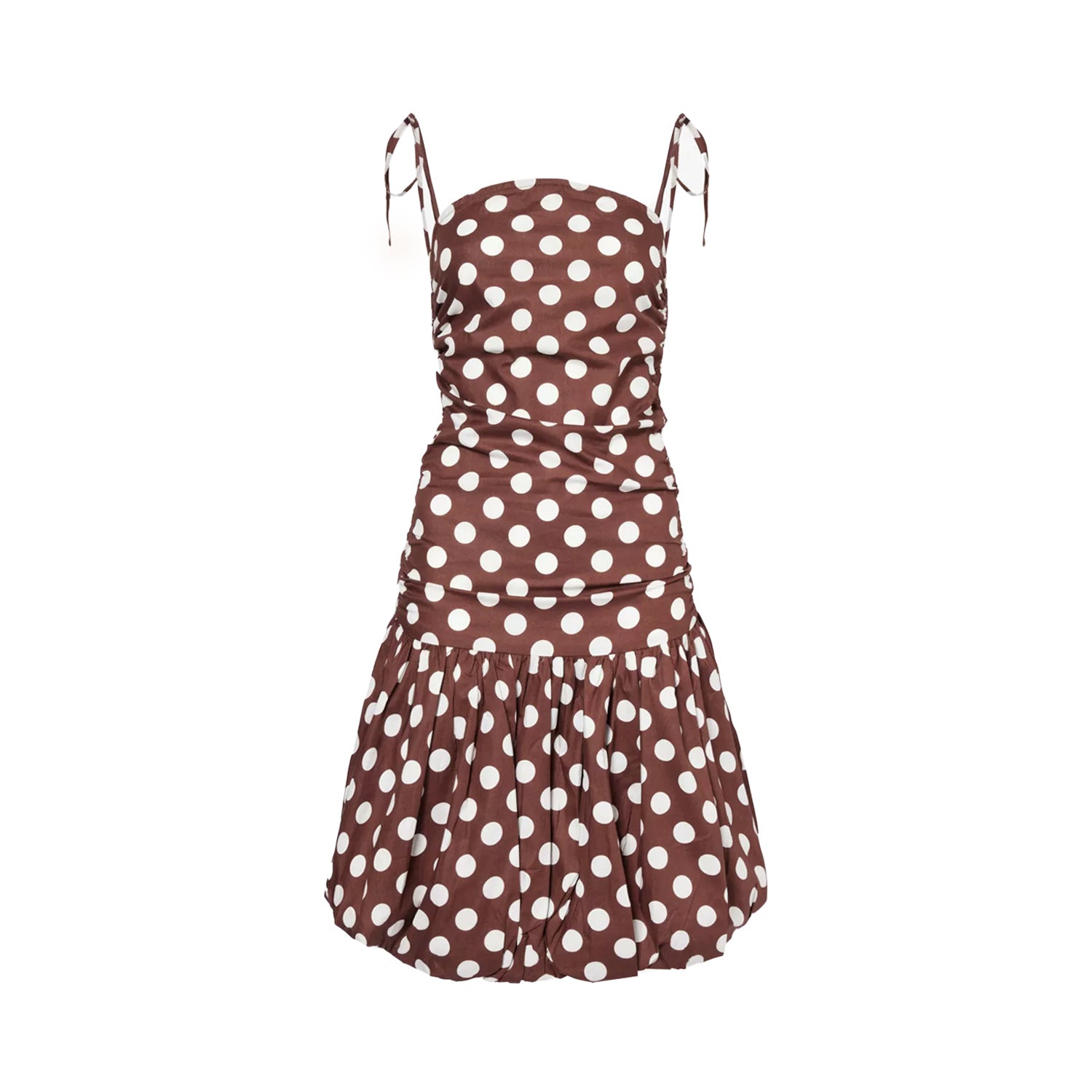 Alexa Brown Polka Dot Puffball Ultra Mini Dress