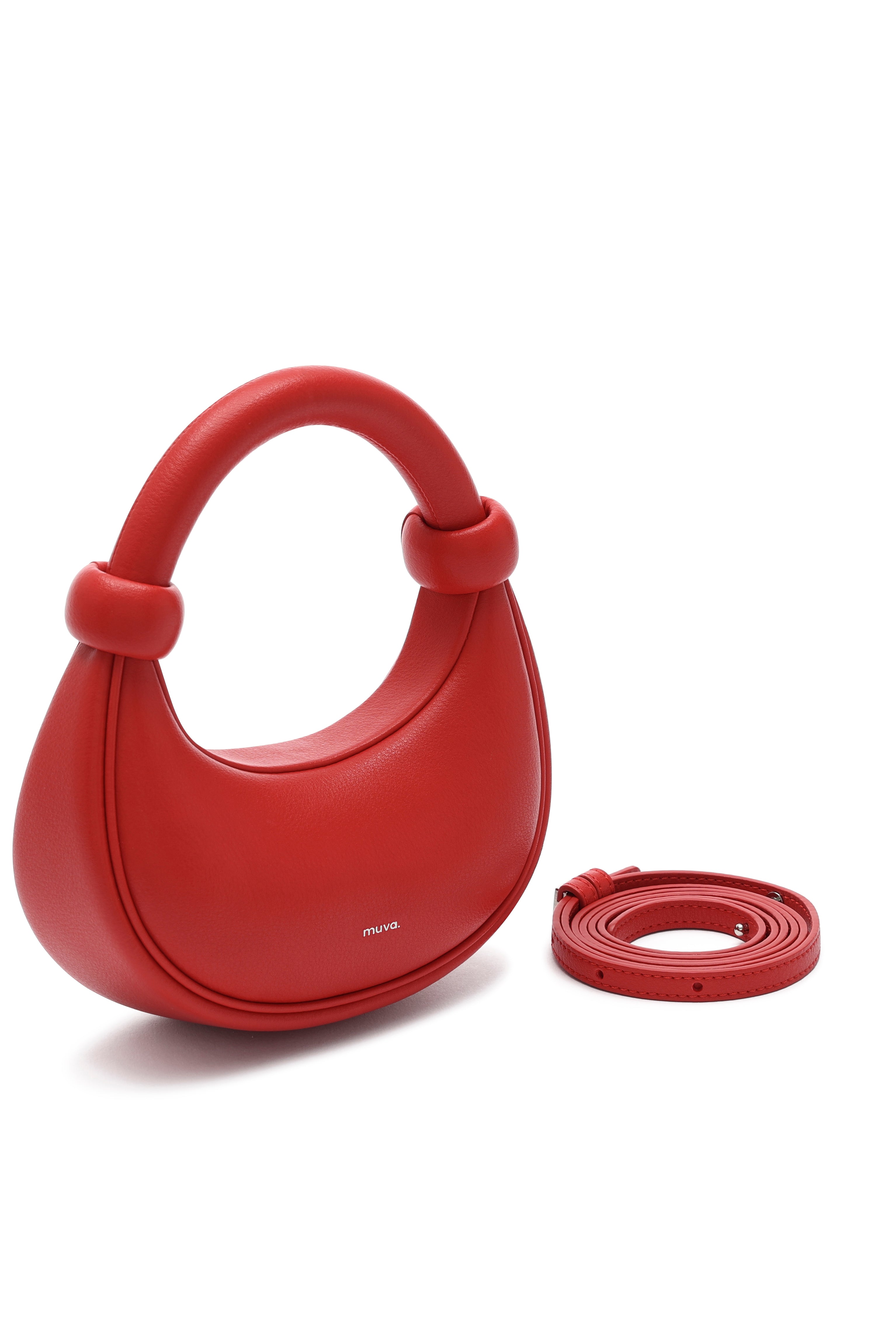 Kyoto Red Leather Crossbody Crescent Bag