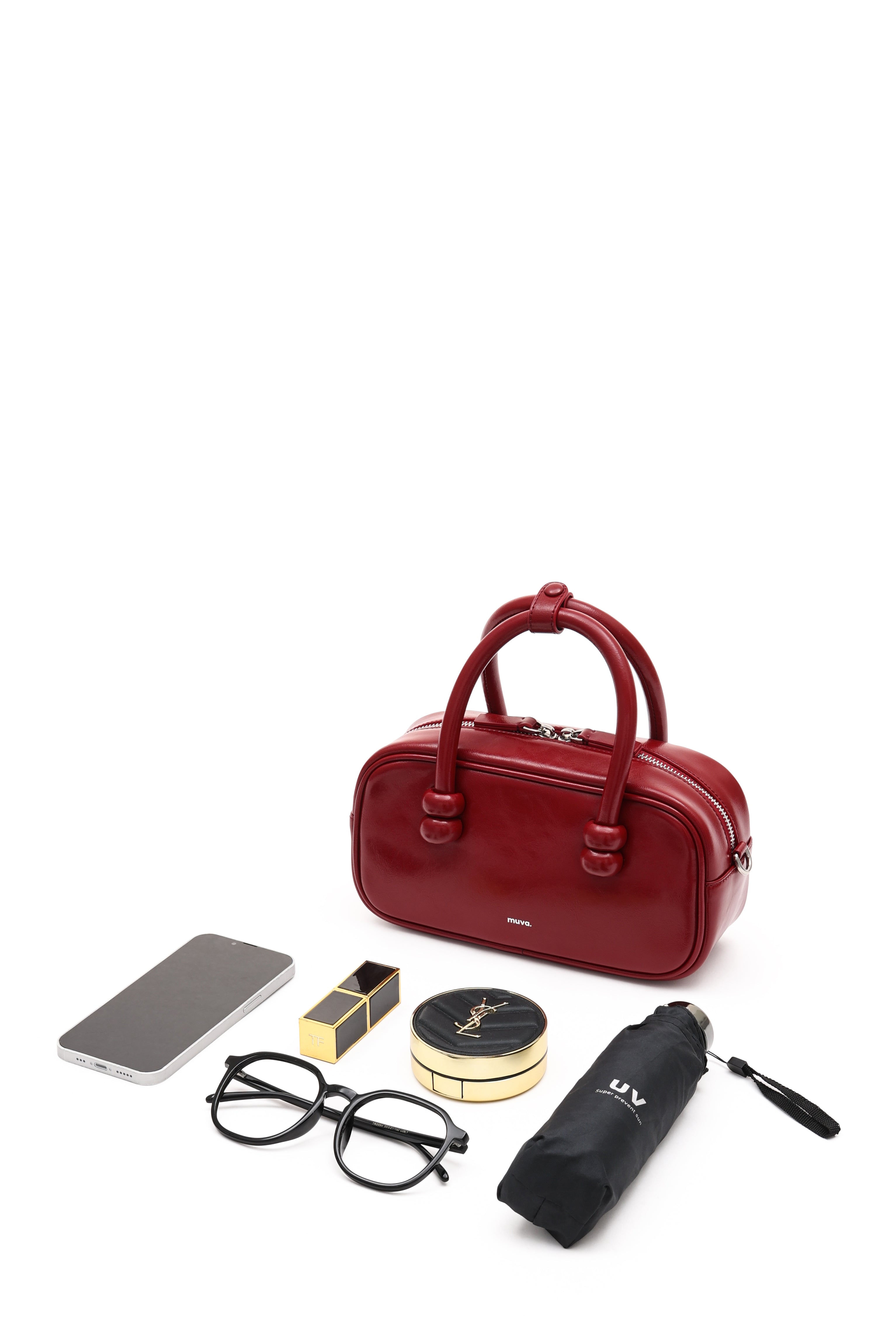 Boston Red Leather Crossbody Rectangle Bag