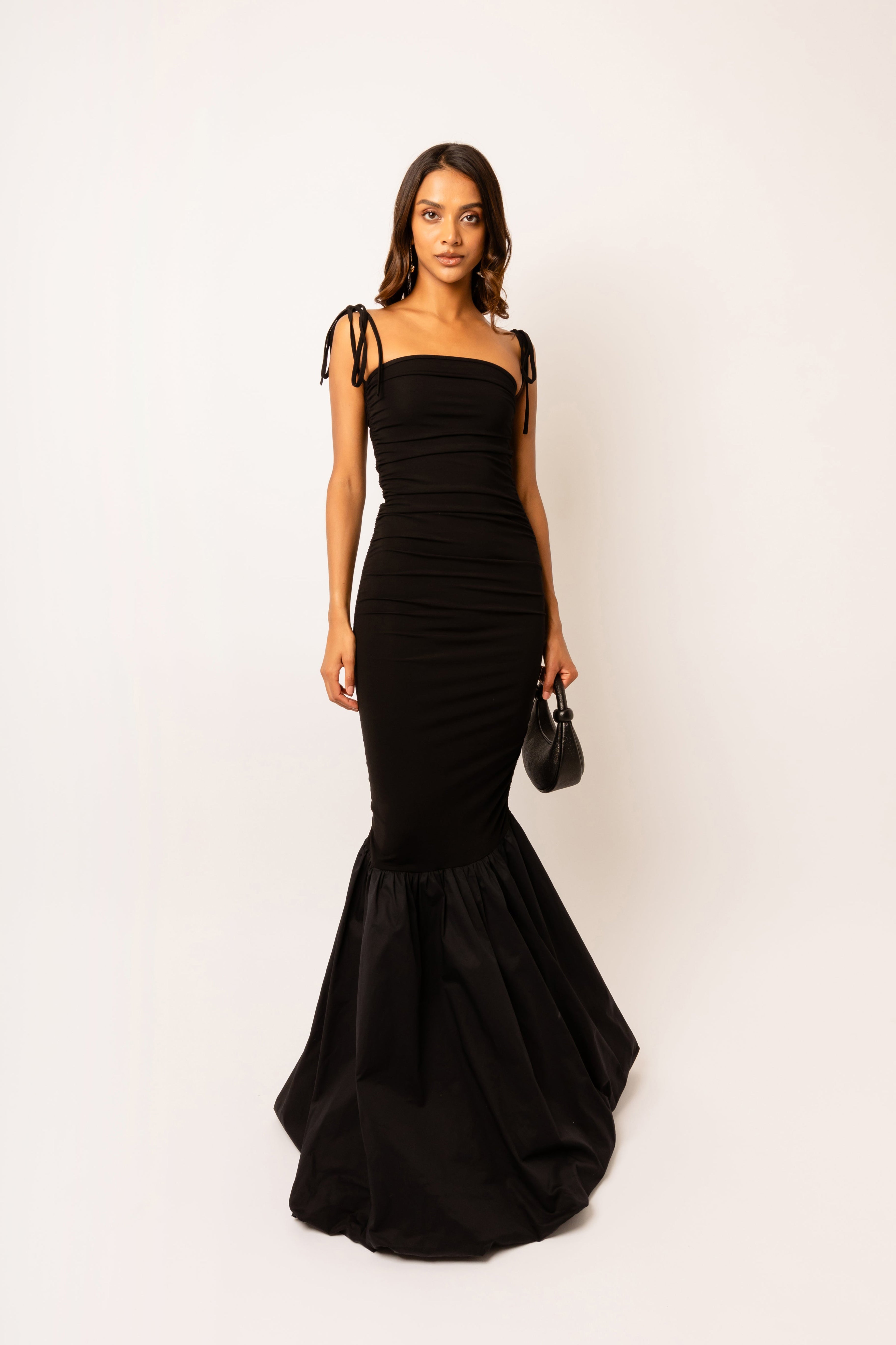 Alexa Black Fishtail Maxi Dress