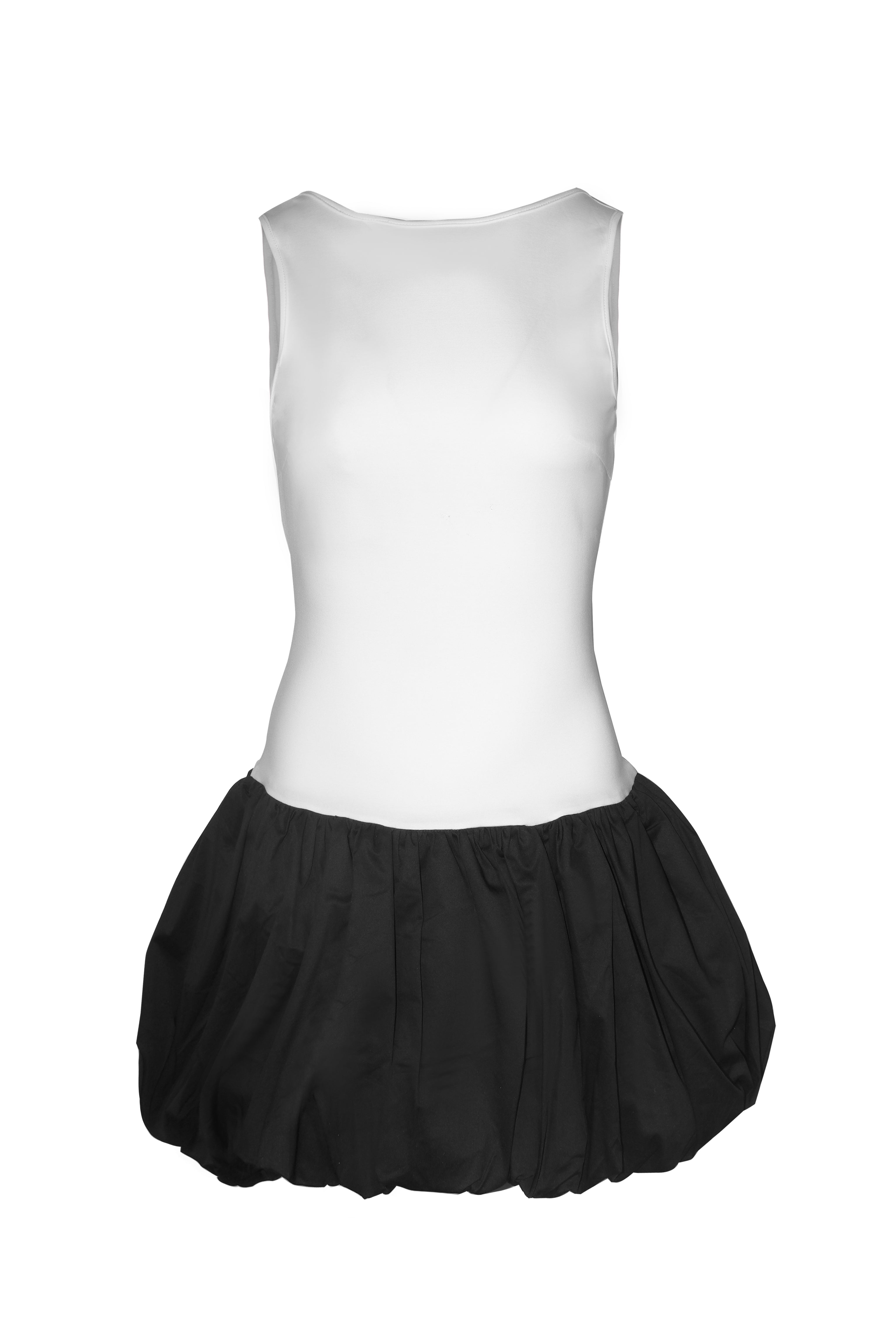 Robyn Mono Scoop Back Puffball Ultra Mini Dress