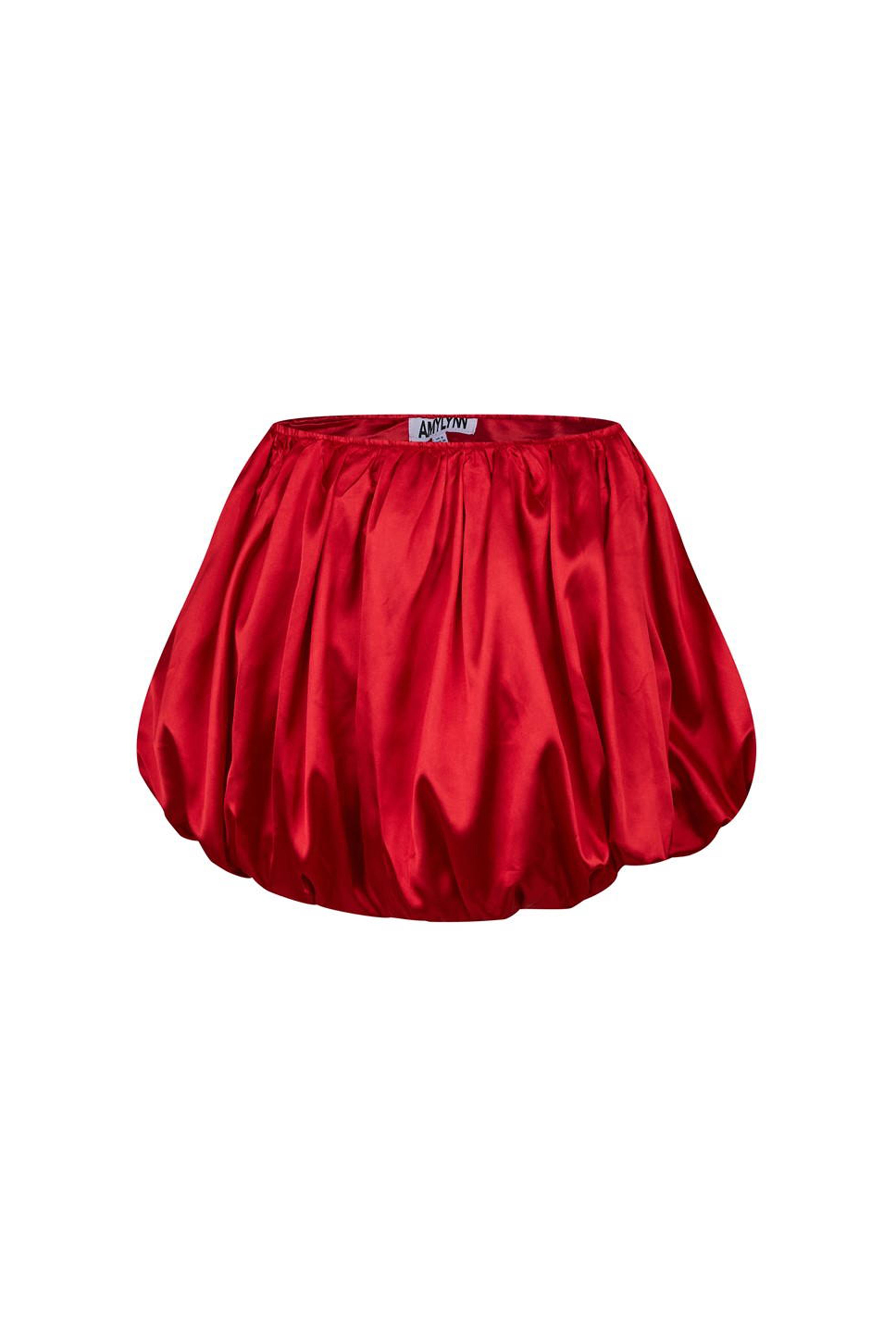 Claudia Red Satin Ultra Mini Puffball Skirt