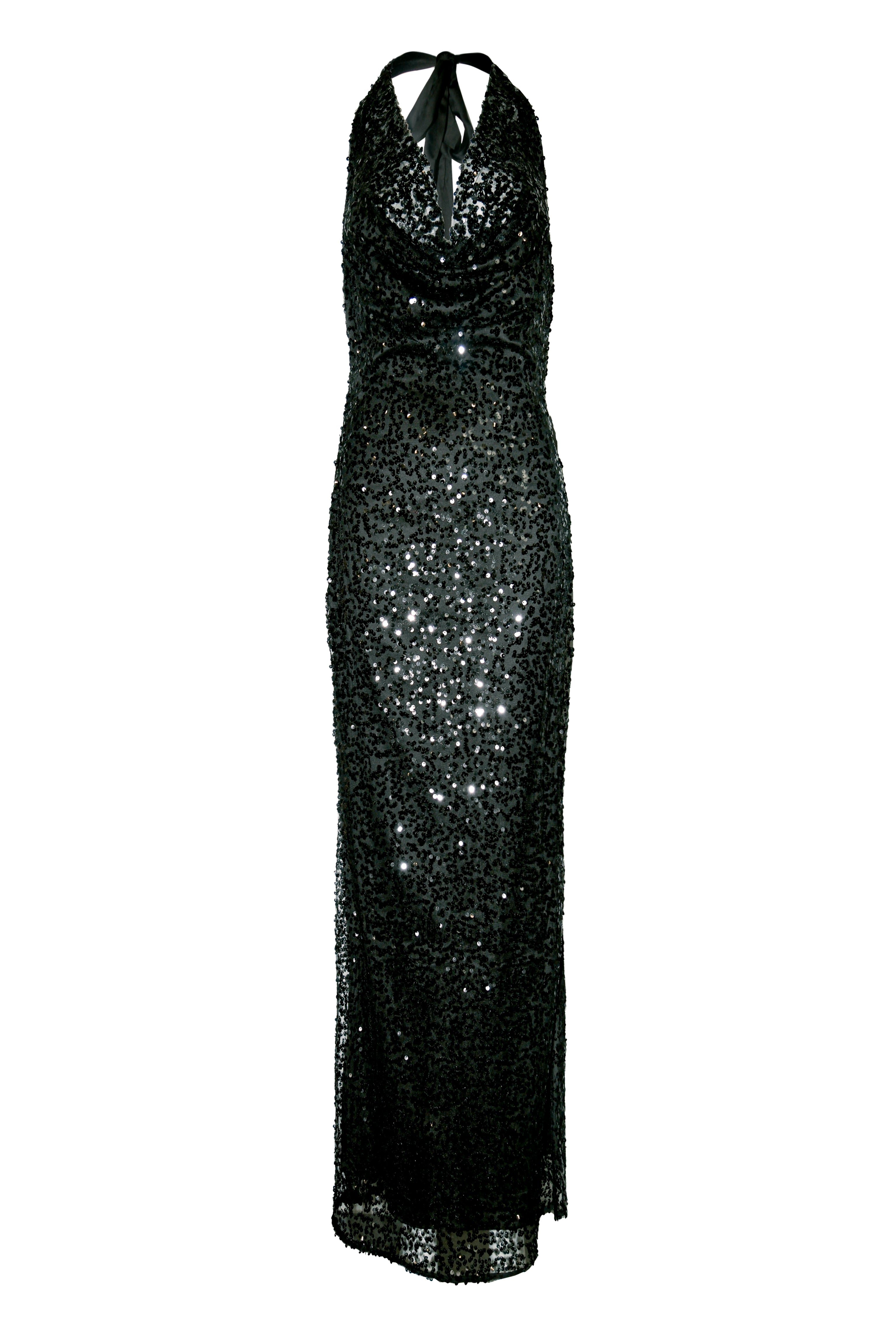 Rio Black Halter-neck Embellished Maxi Dress