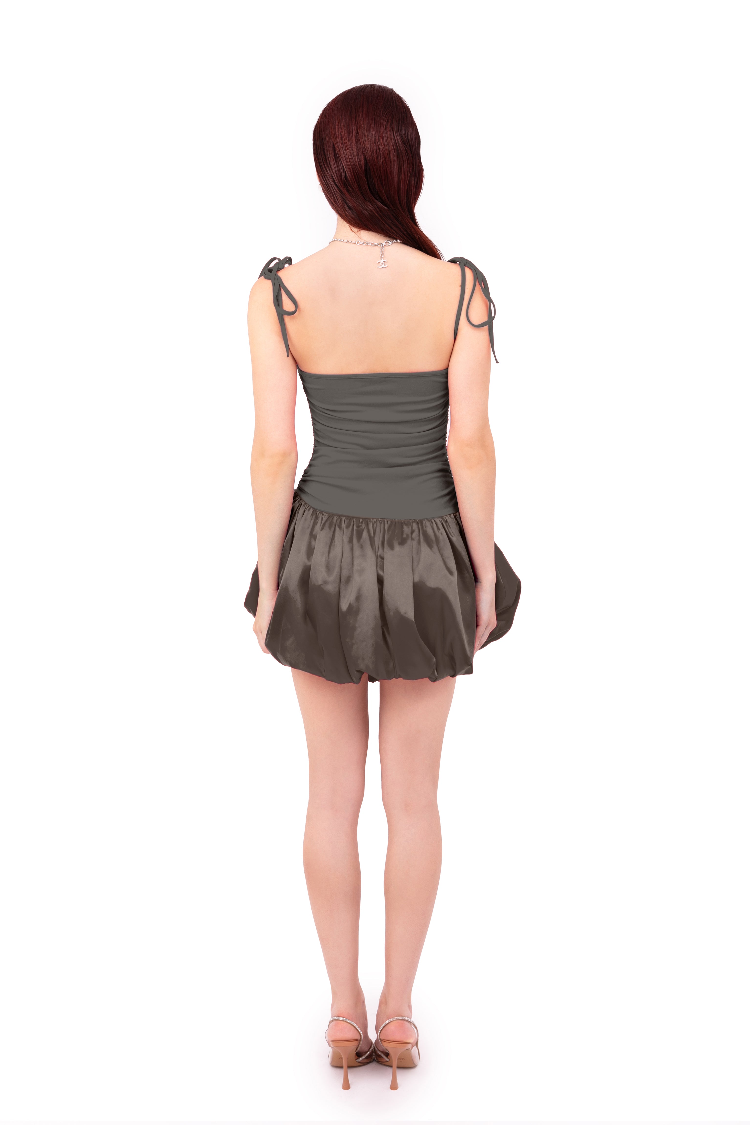 Alexa Charcoal Puffball Ultra Mini Dress