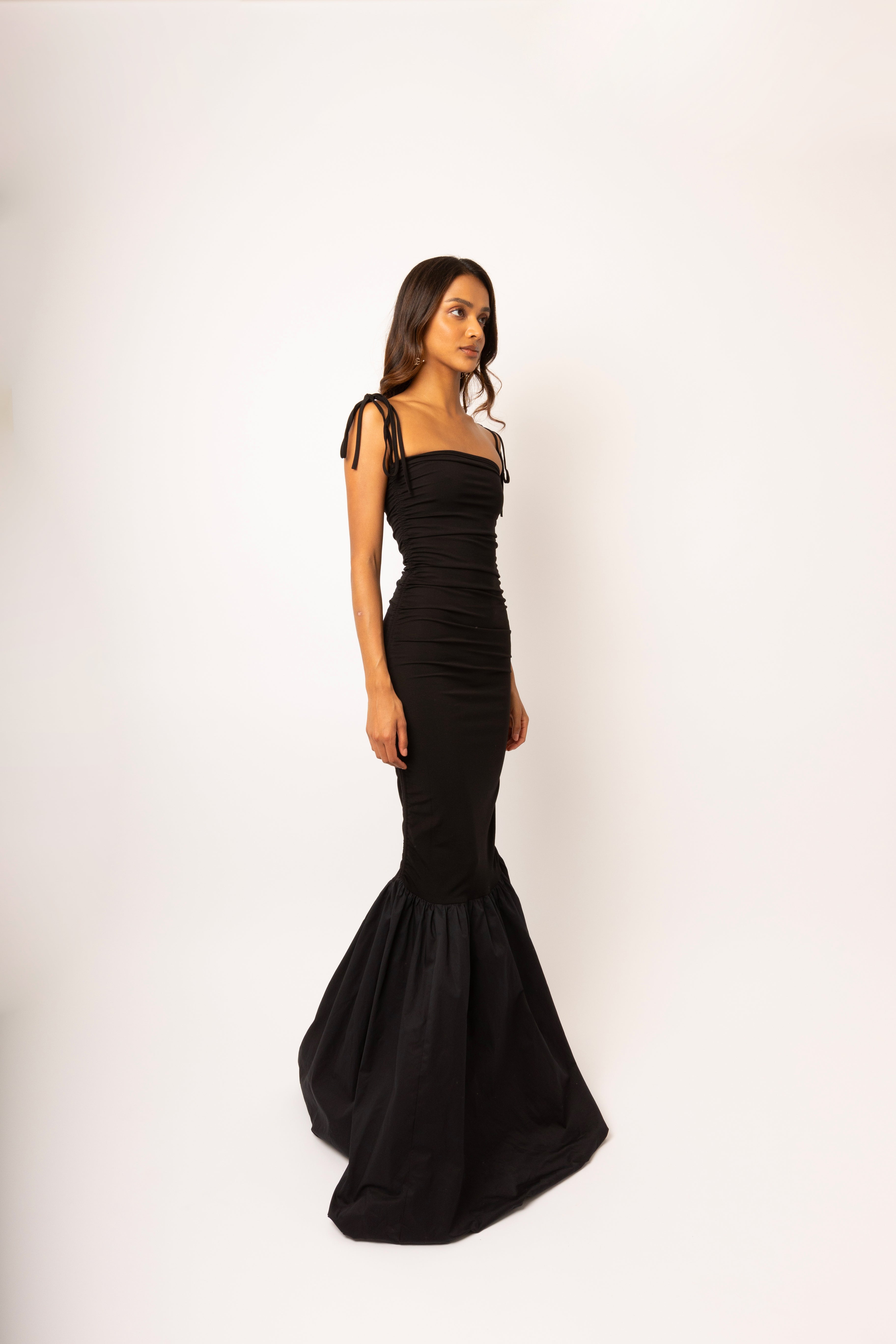 Alexa Black Fishtail Maxi Dress