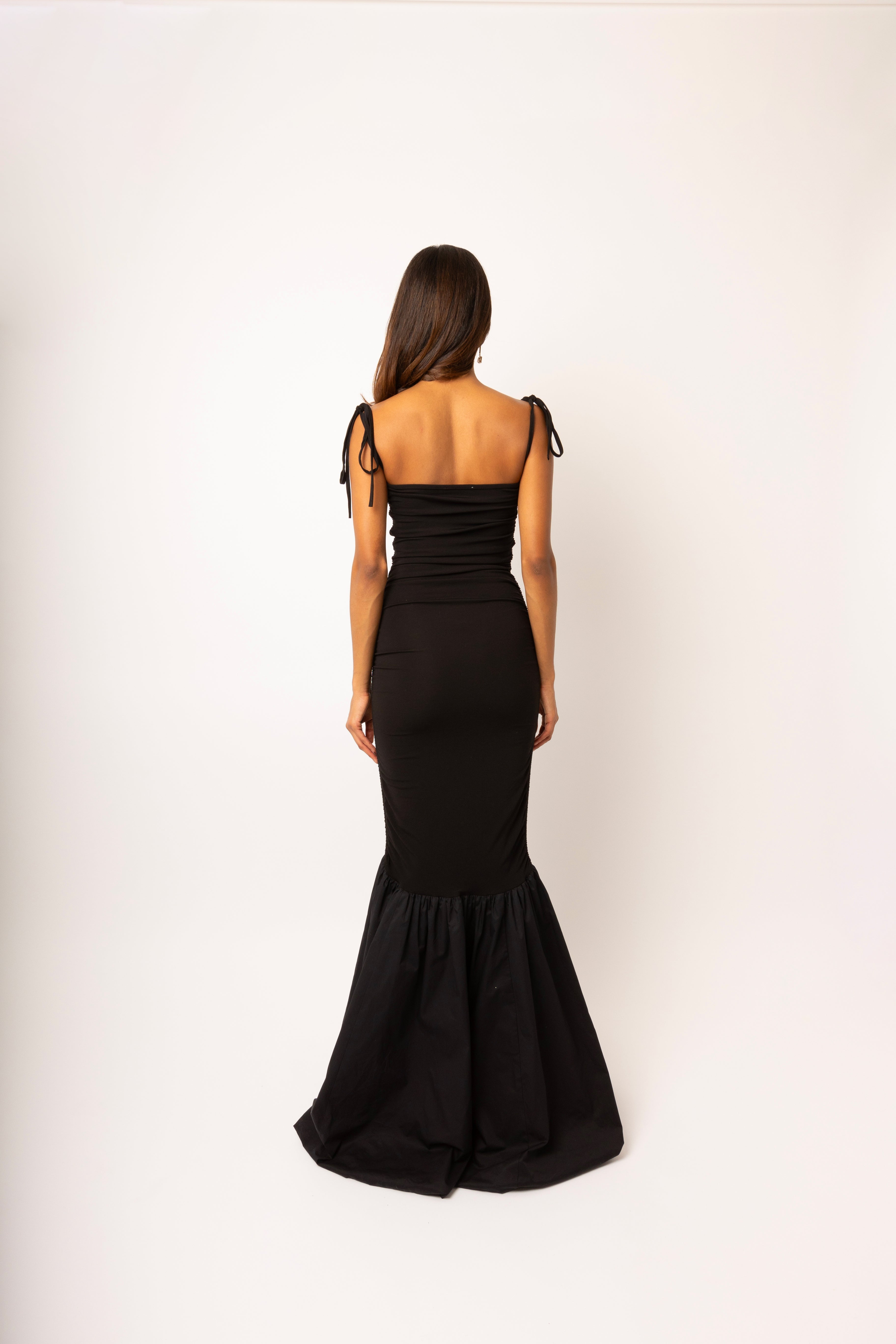 Alexa Black Fishtail Maxi Dress