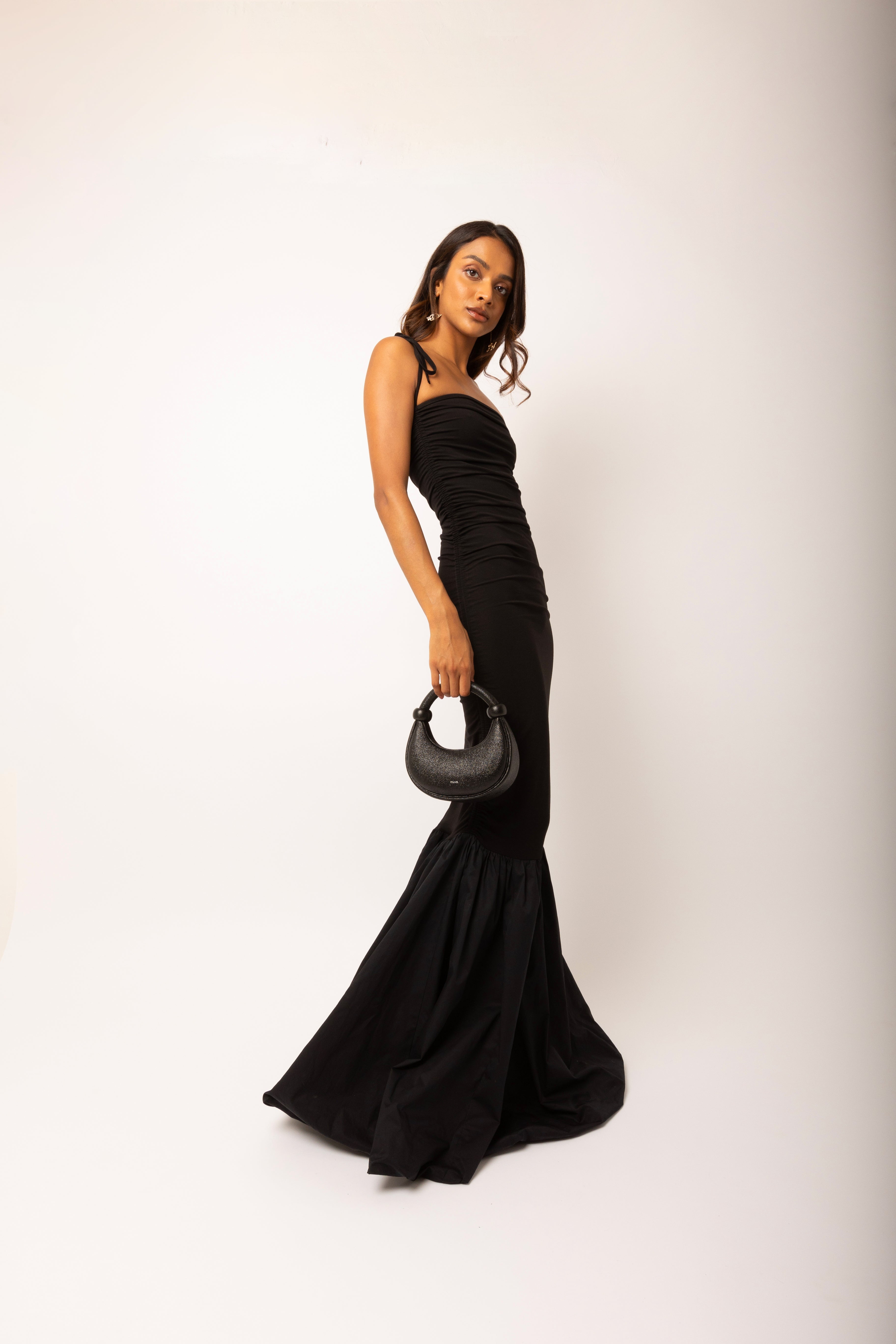 Alexa Black Fishtail Maxi Dress