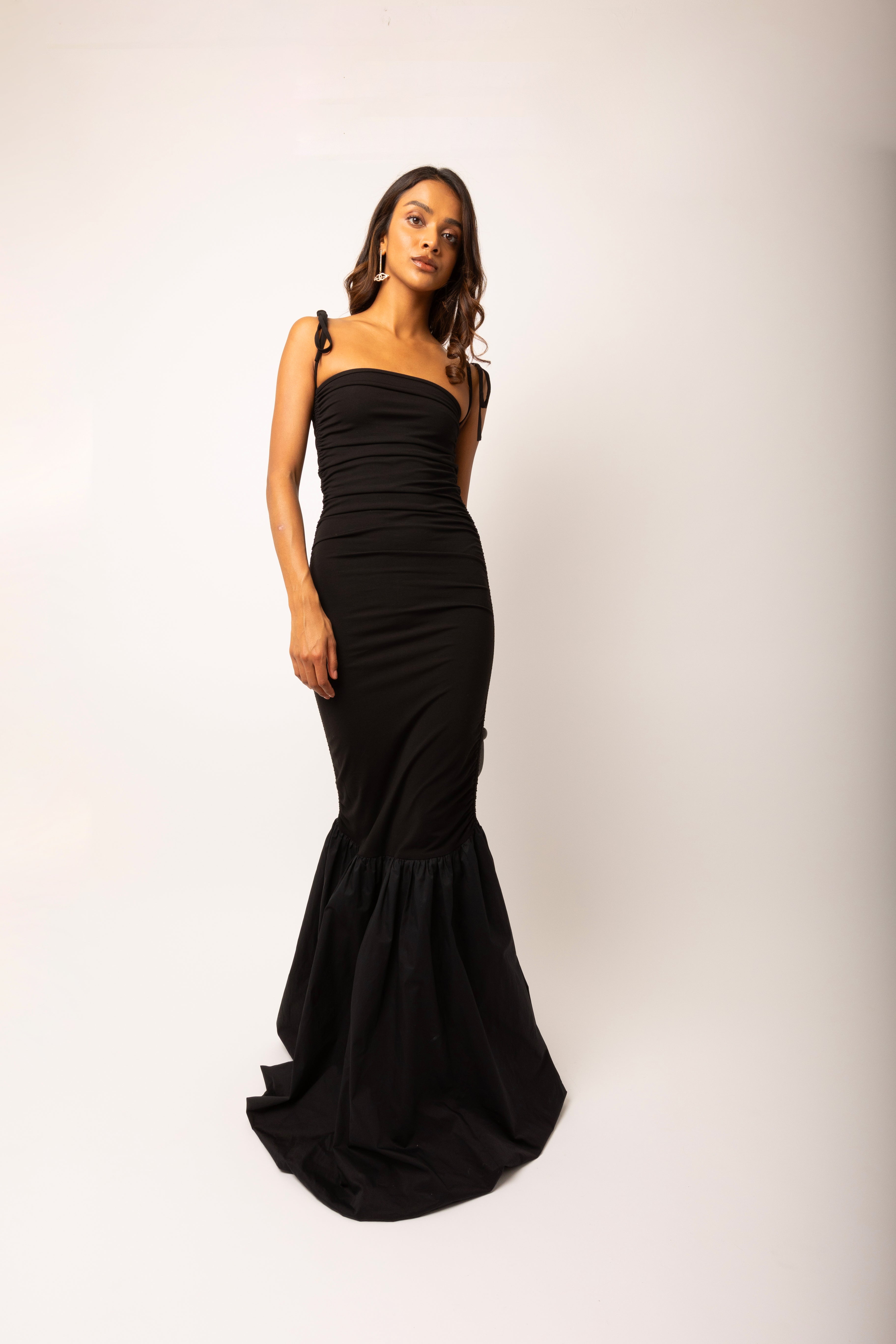 Alexa Black Fishtail Maxi Dress