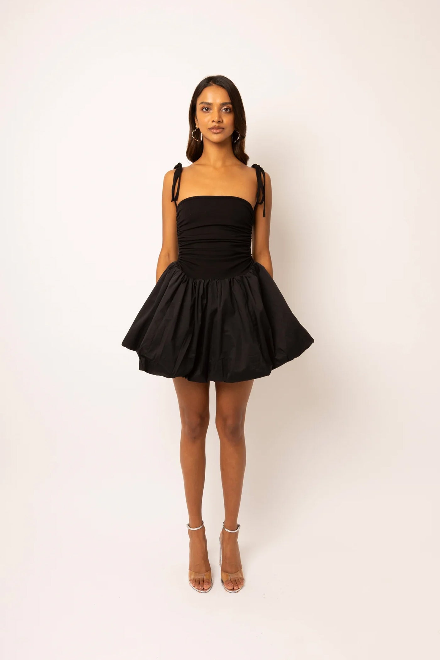 Alexa Black Puffball Mini Dress