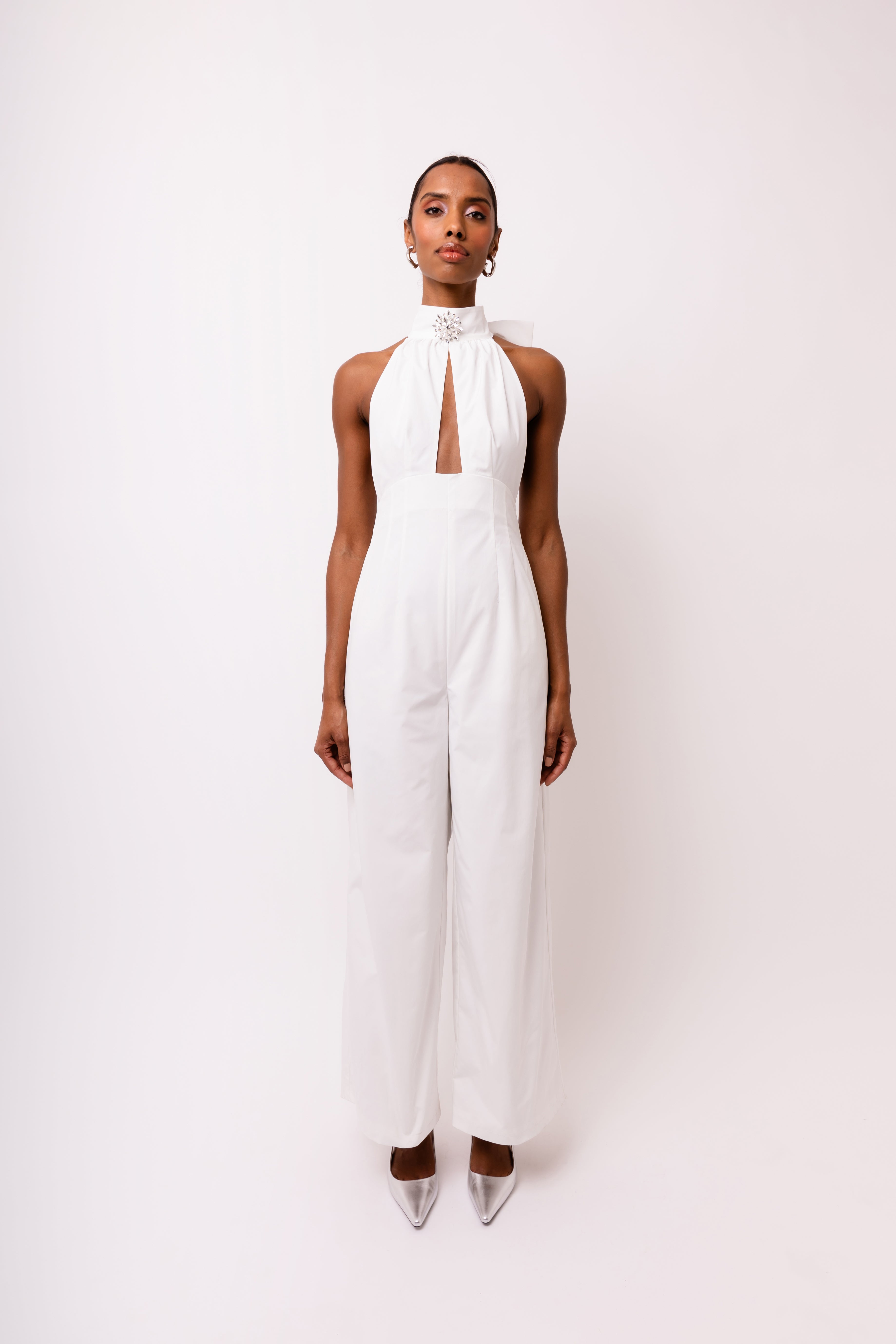 High neck jumpsuit white online