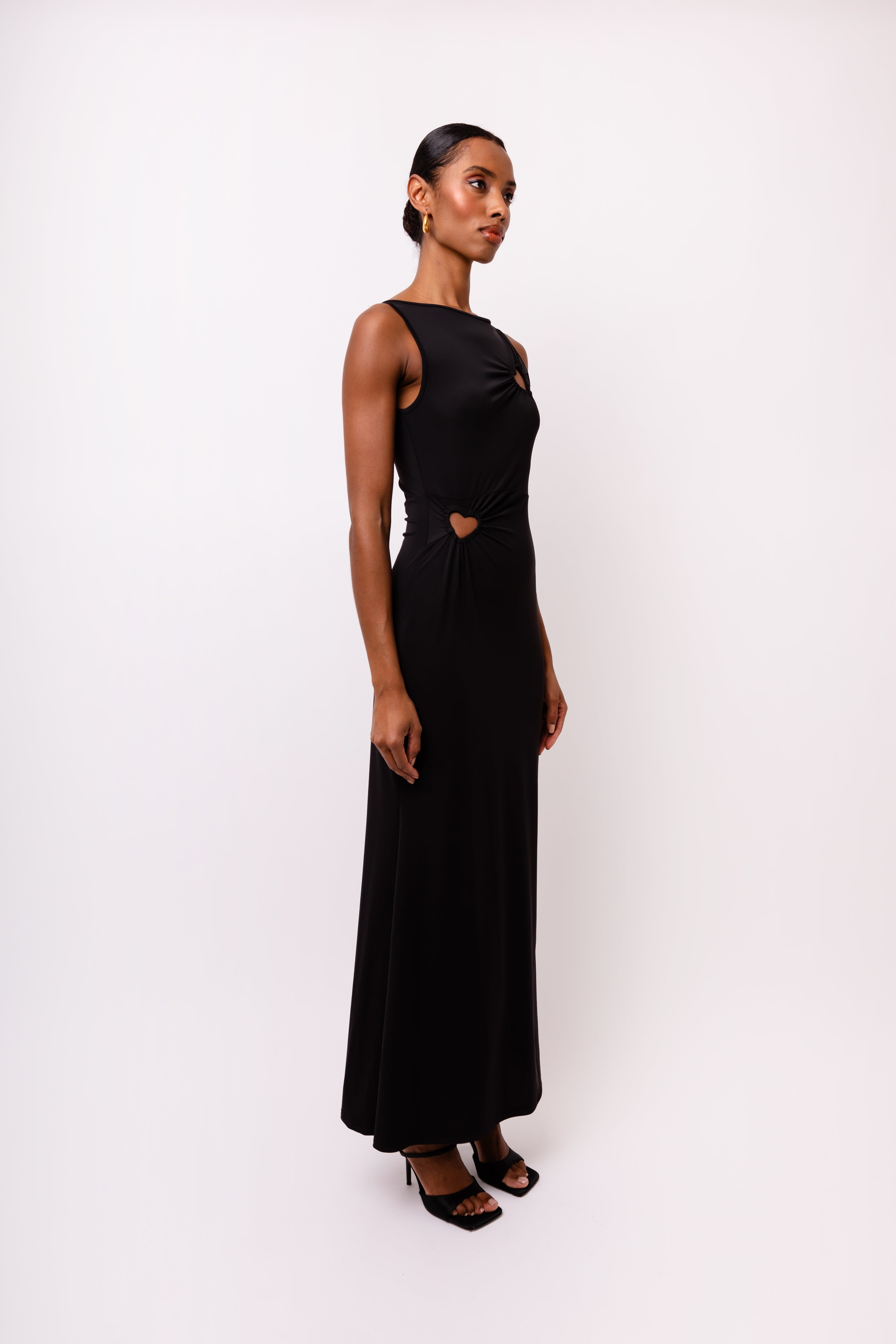 Harlie Black Sleeveless Cut Out Maxi Dress | AMYLYNN