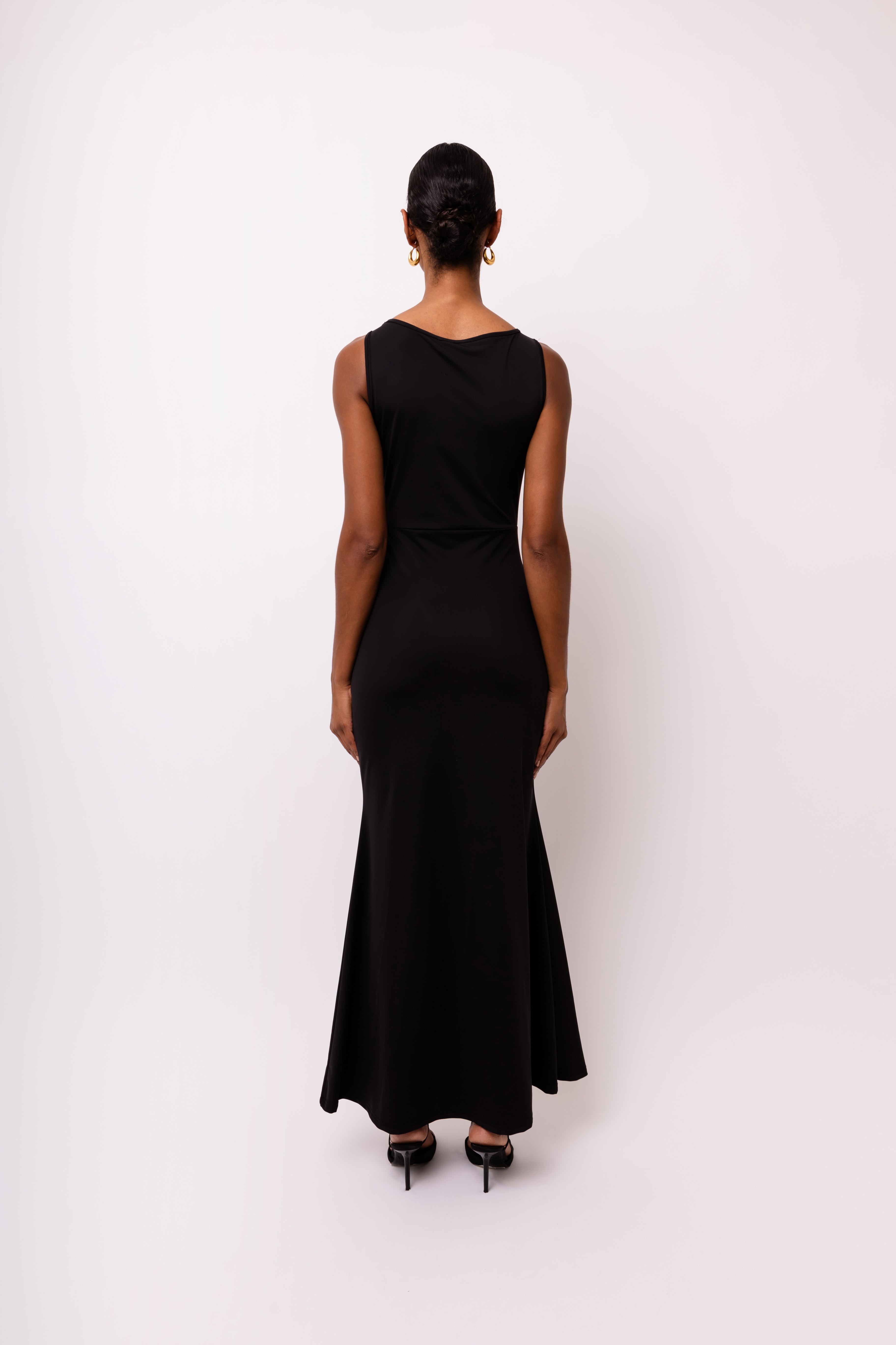 Harlie Black Sleeveless Cut Out Maxi Dress | AMYLYNN