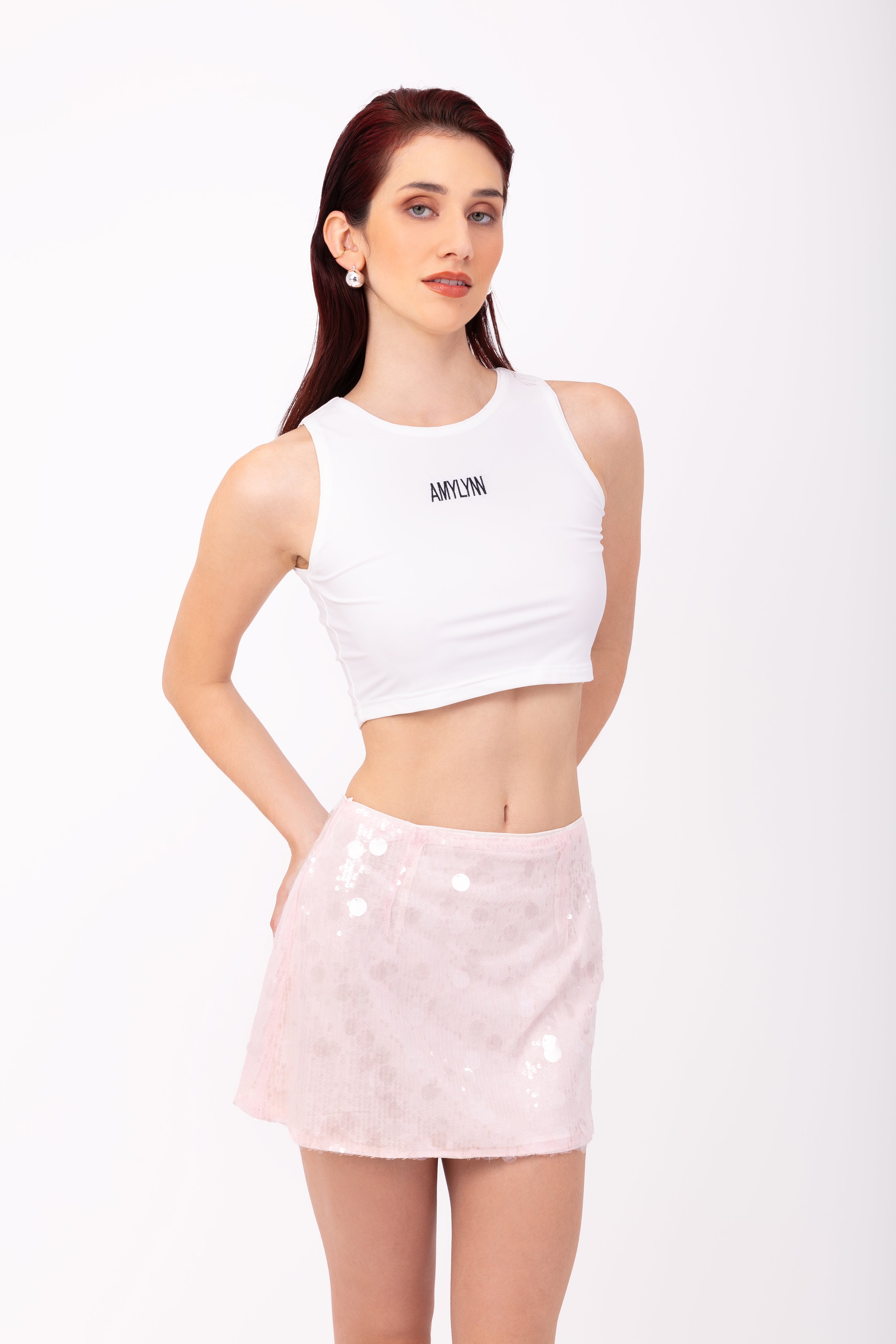 Oceane Ice Pink Disc Mini Skirt