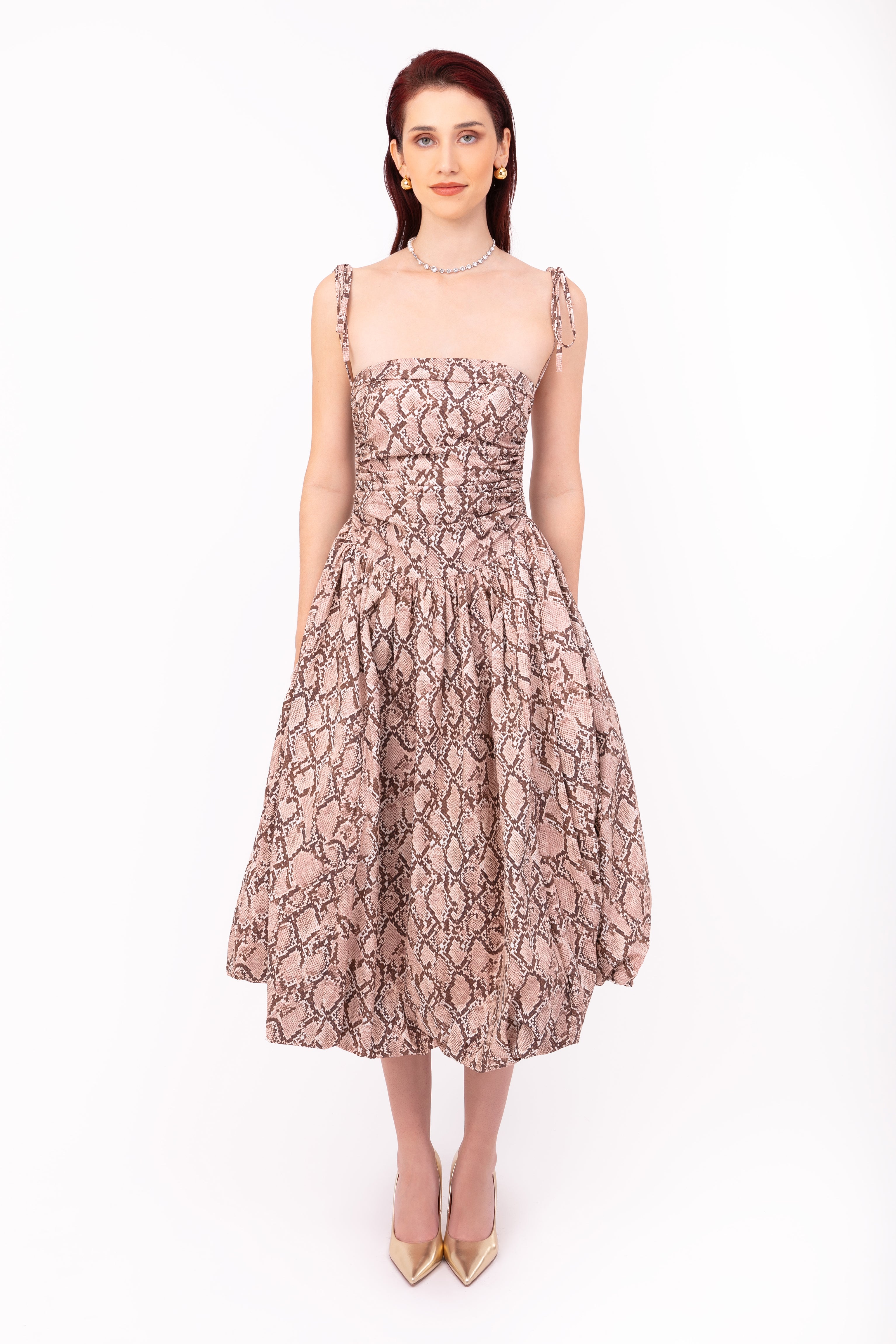 Alexa Snake Print Puffball Dress