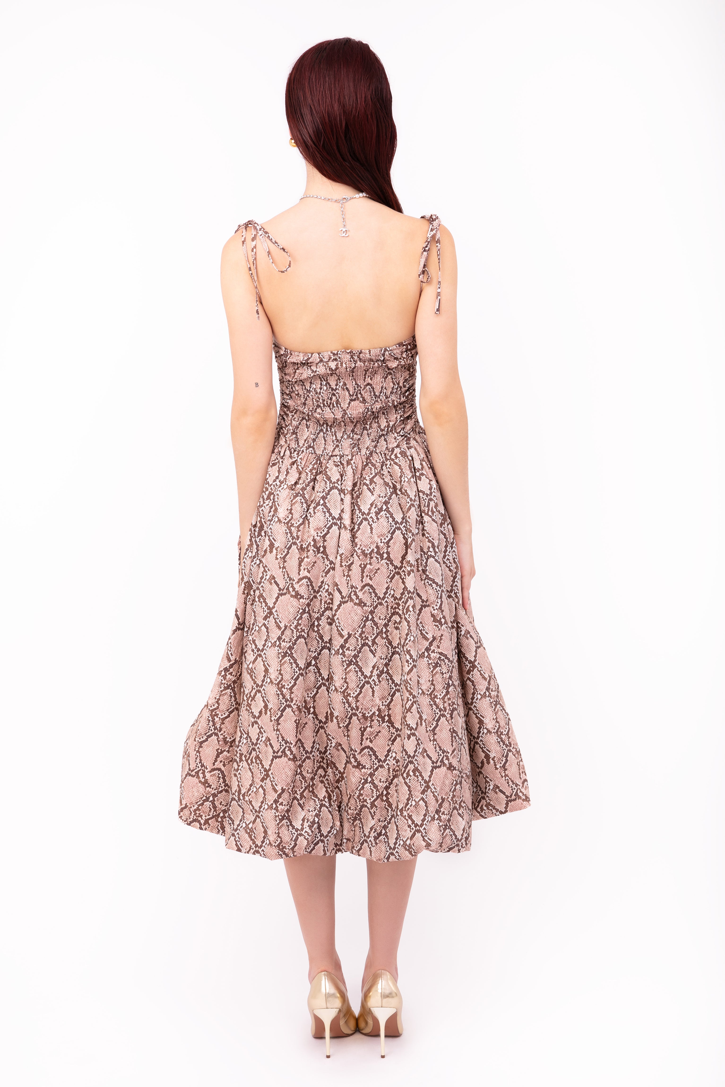 Alexa Snakeskin Puffball Dress