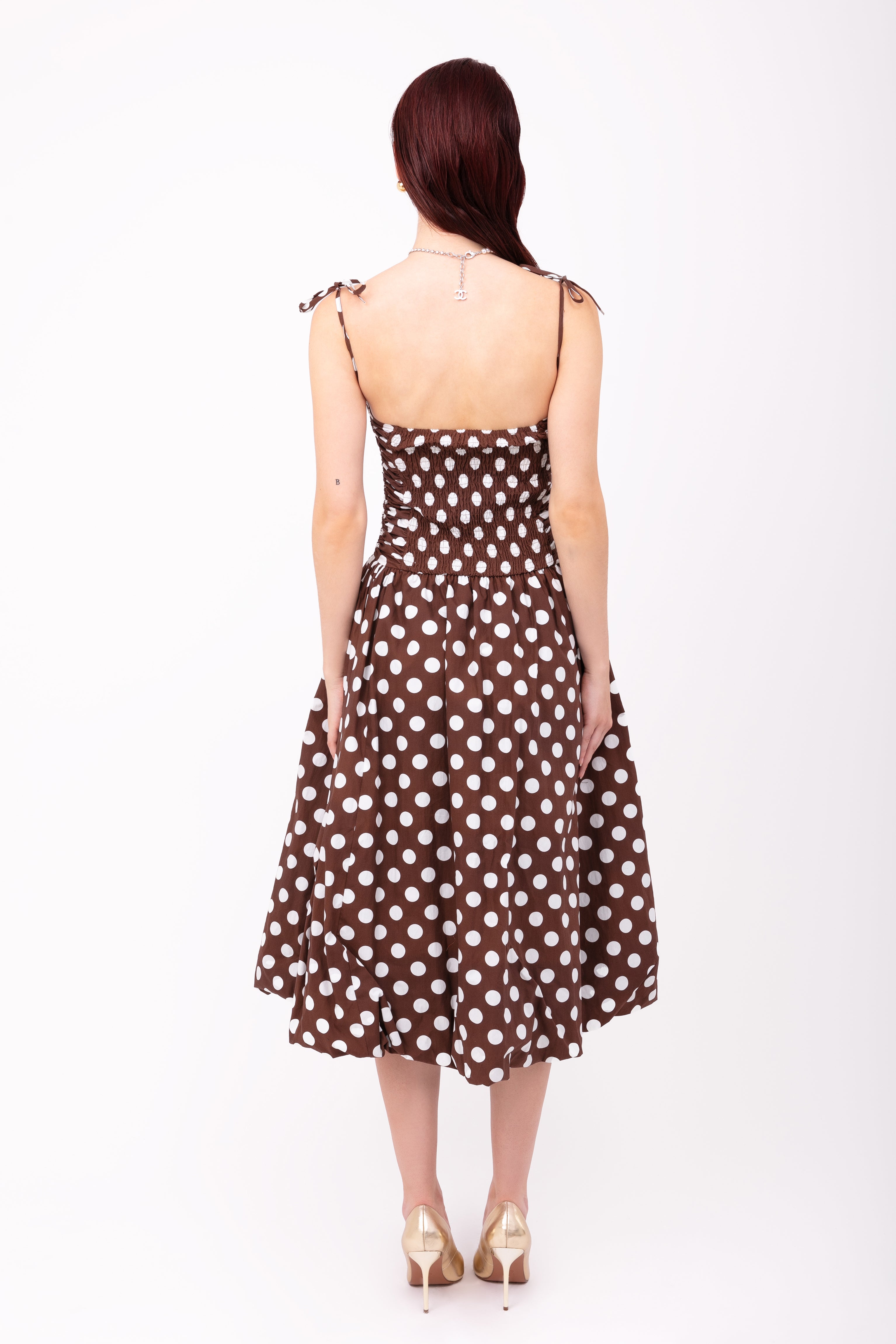 Alexa Brown Polka Dot Puffball Dress