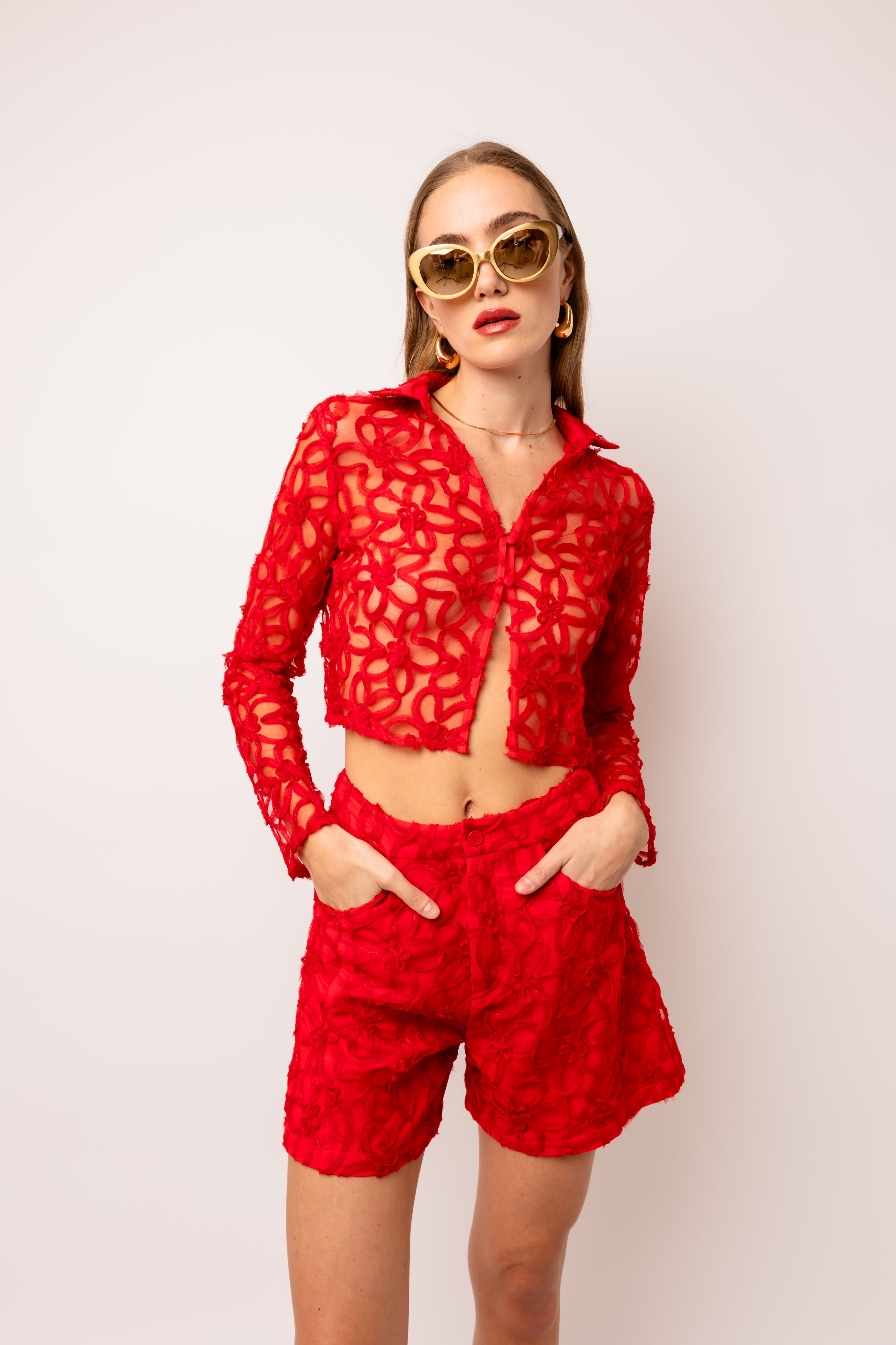 Sunnie Red Floral Blouse