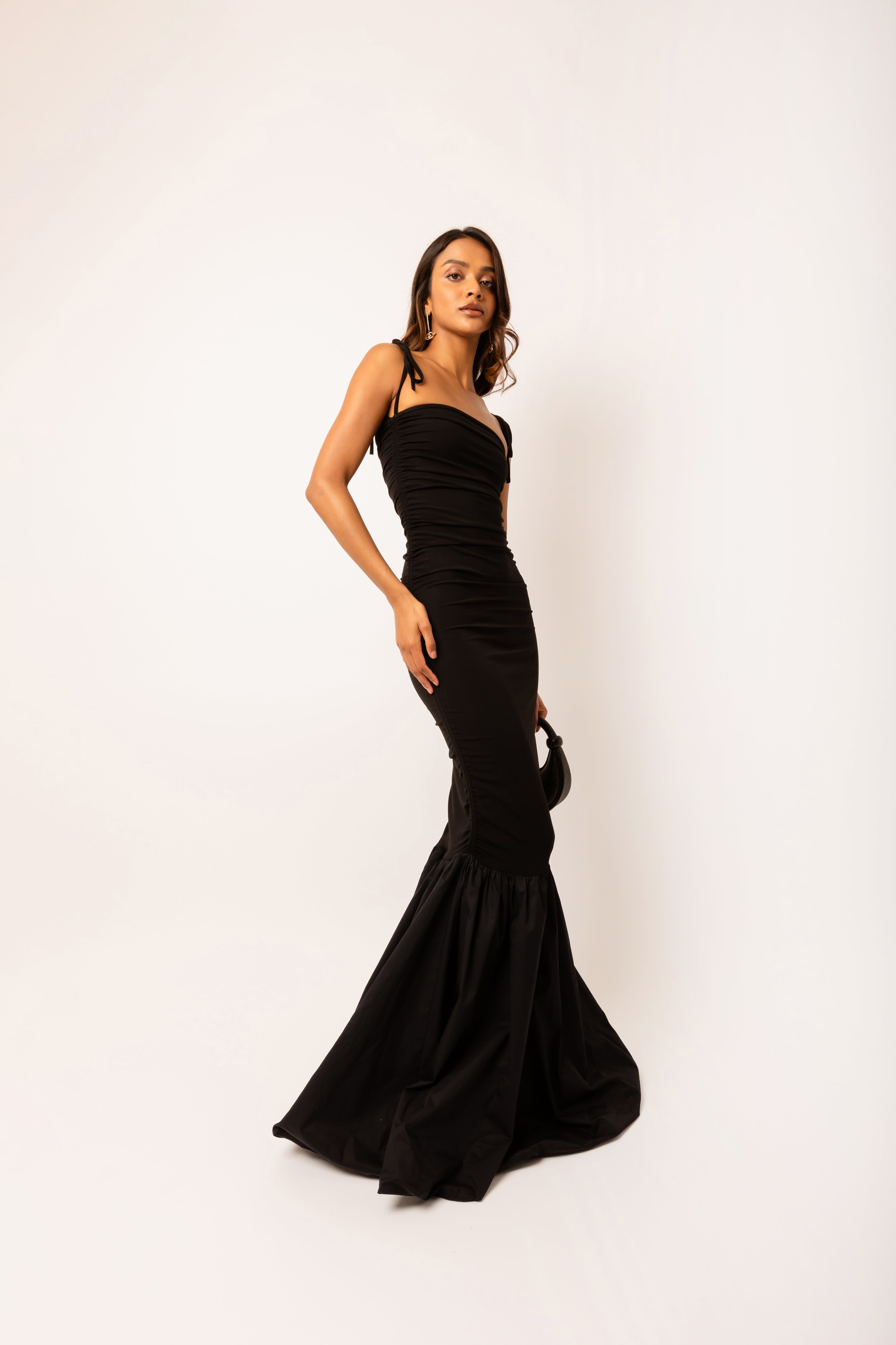 Alexa Black Fishtail Maxi Dress