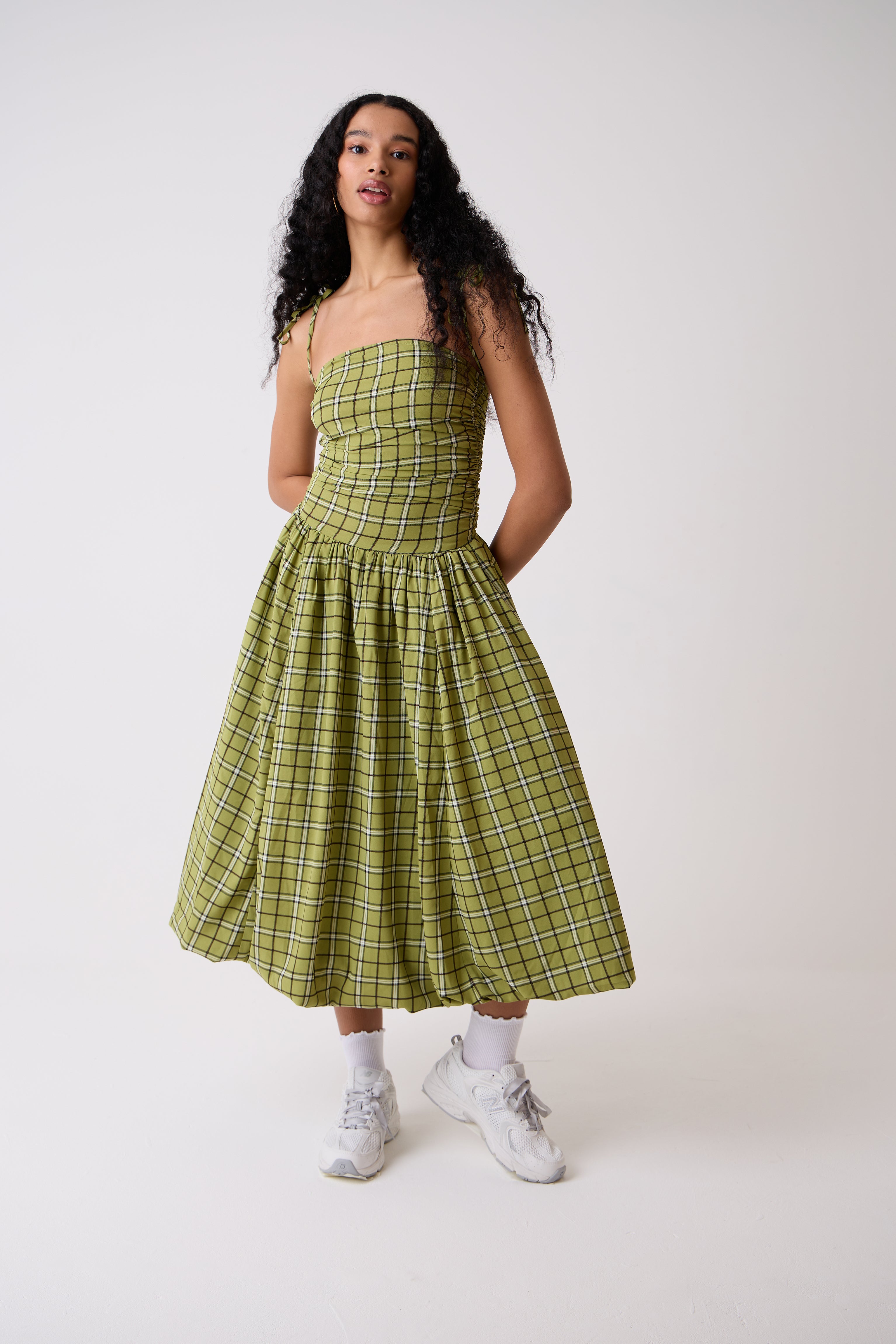 Cher Alexa Green Check Puffball Dress