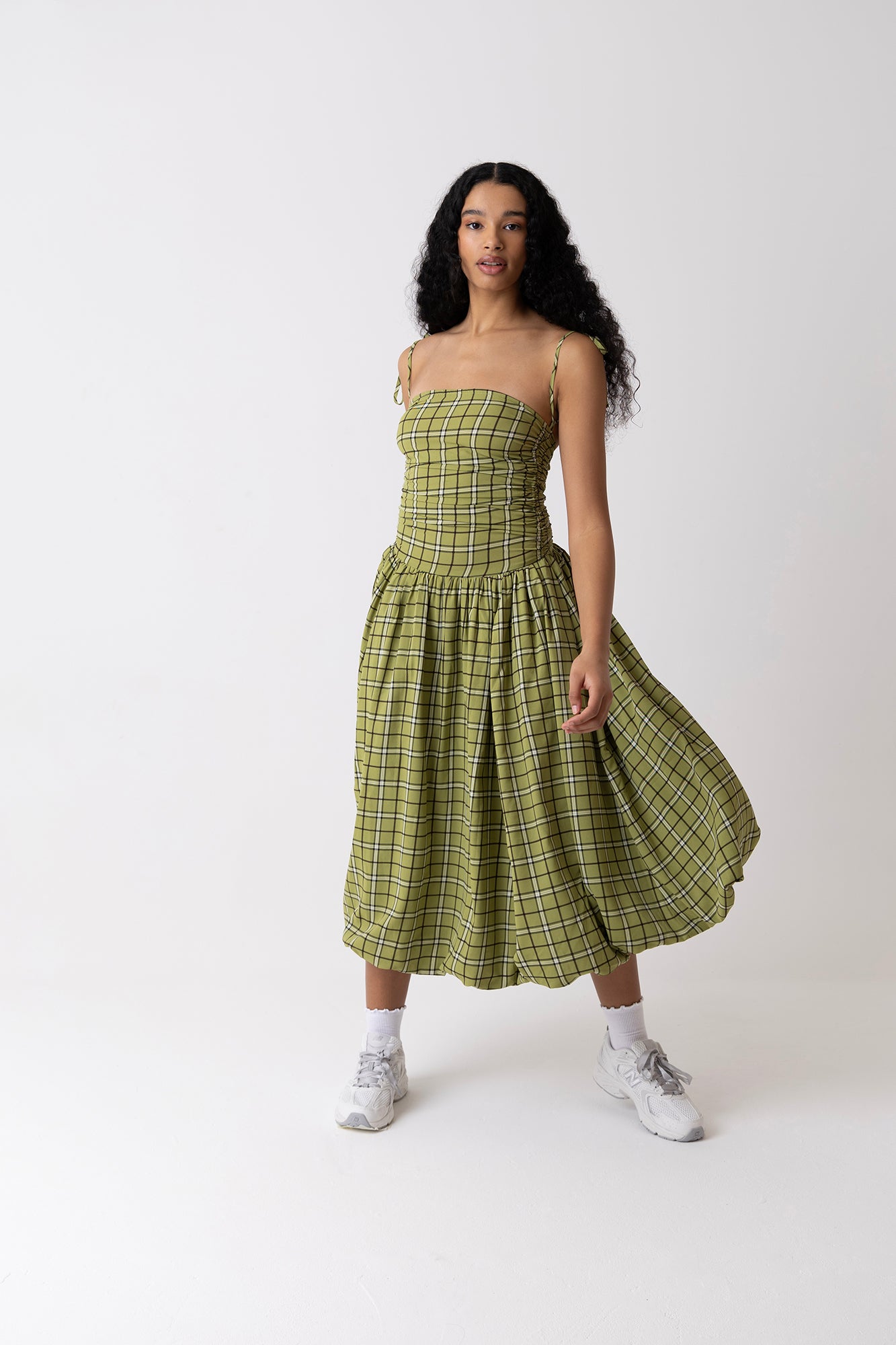 Cher Alexa Green Plaid Pattern Puffball Dress