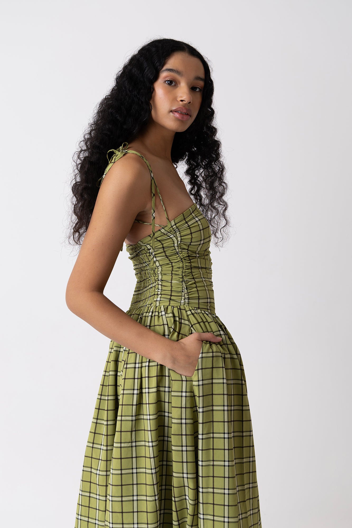 Cher Alexa Green Check Puffball Dress