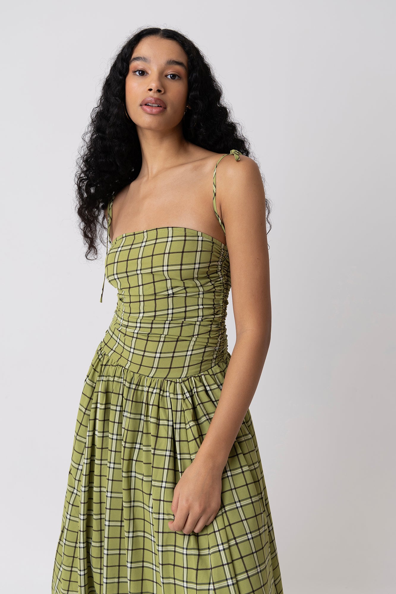 Cher Alexa Green Plaid Pattern Puffball Dress