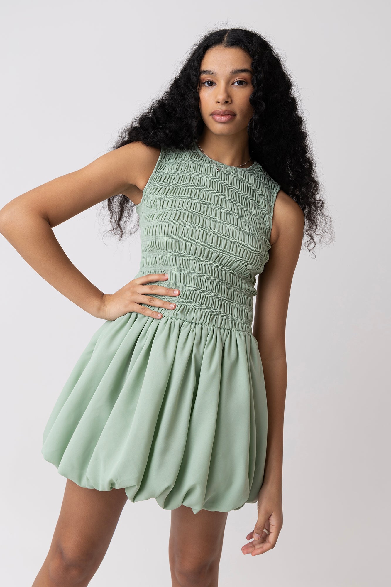 Ella Mint Mini Puffball Dress