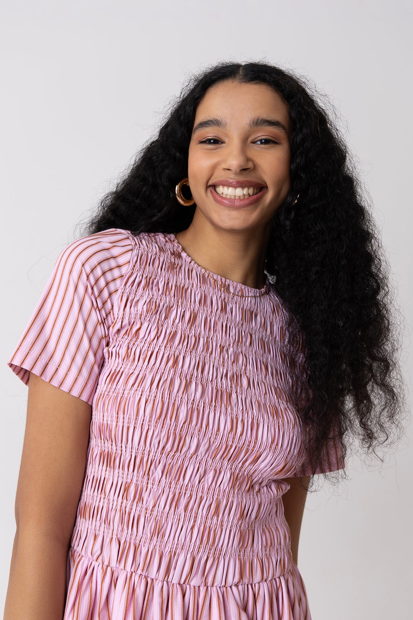 Eleanor Pink Stripe Mini Puffball Dress