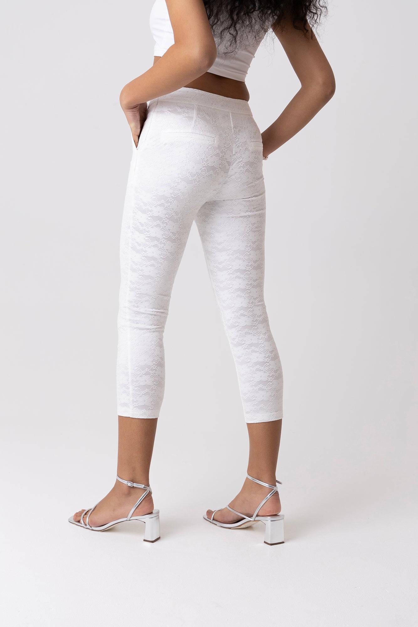 Penny White Lace Capri Pants