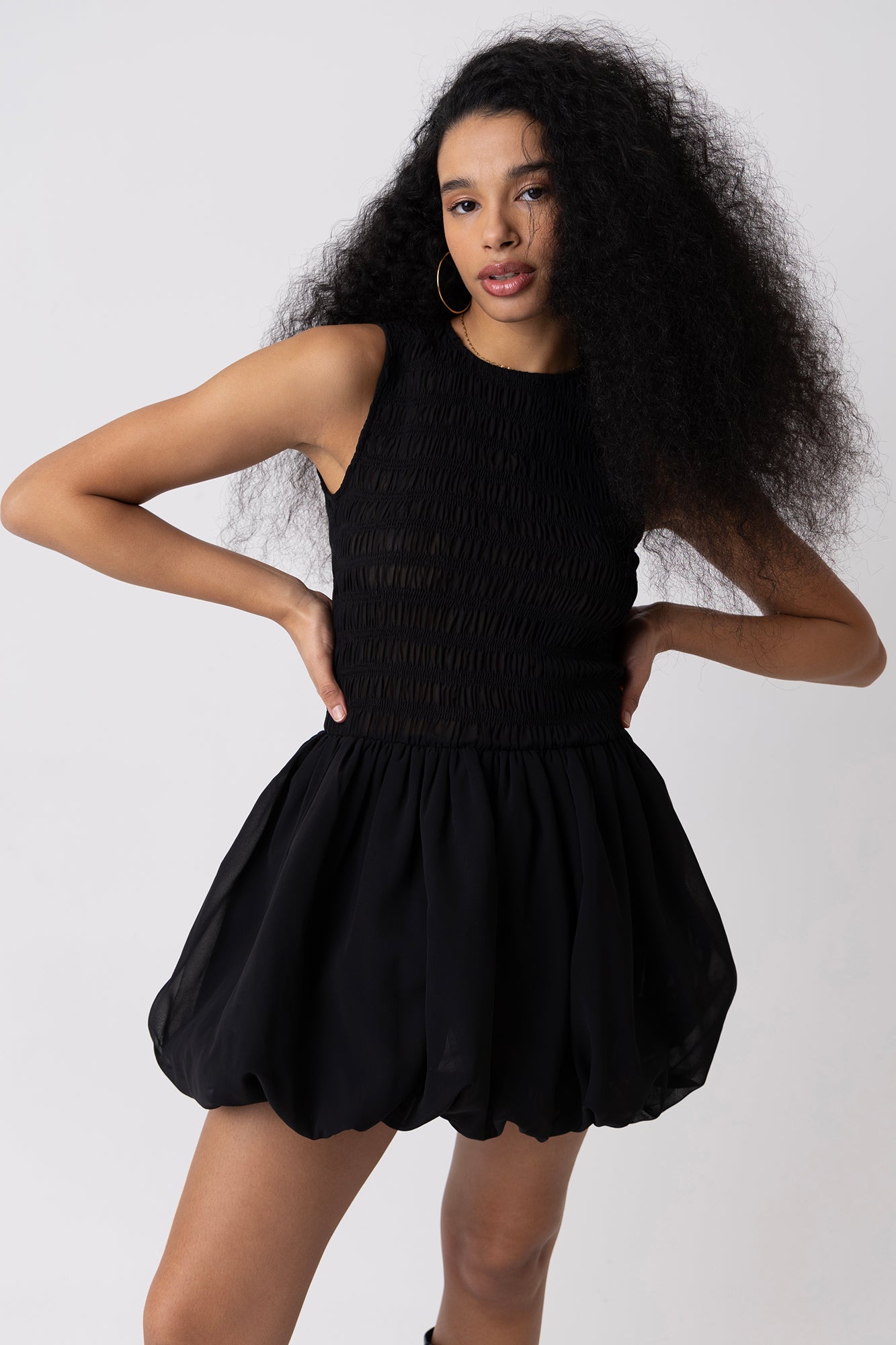 Ella Black Mini Puffball Dress