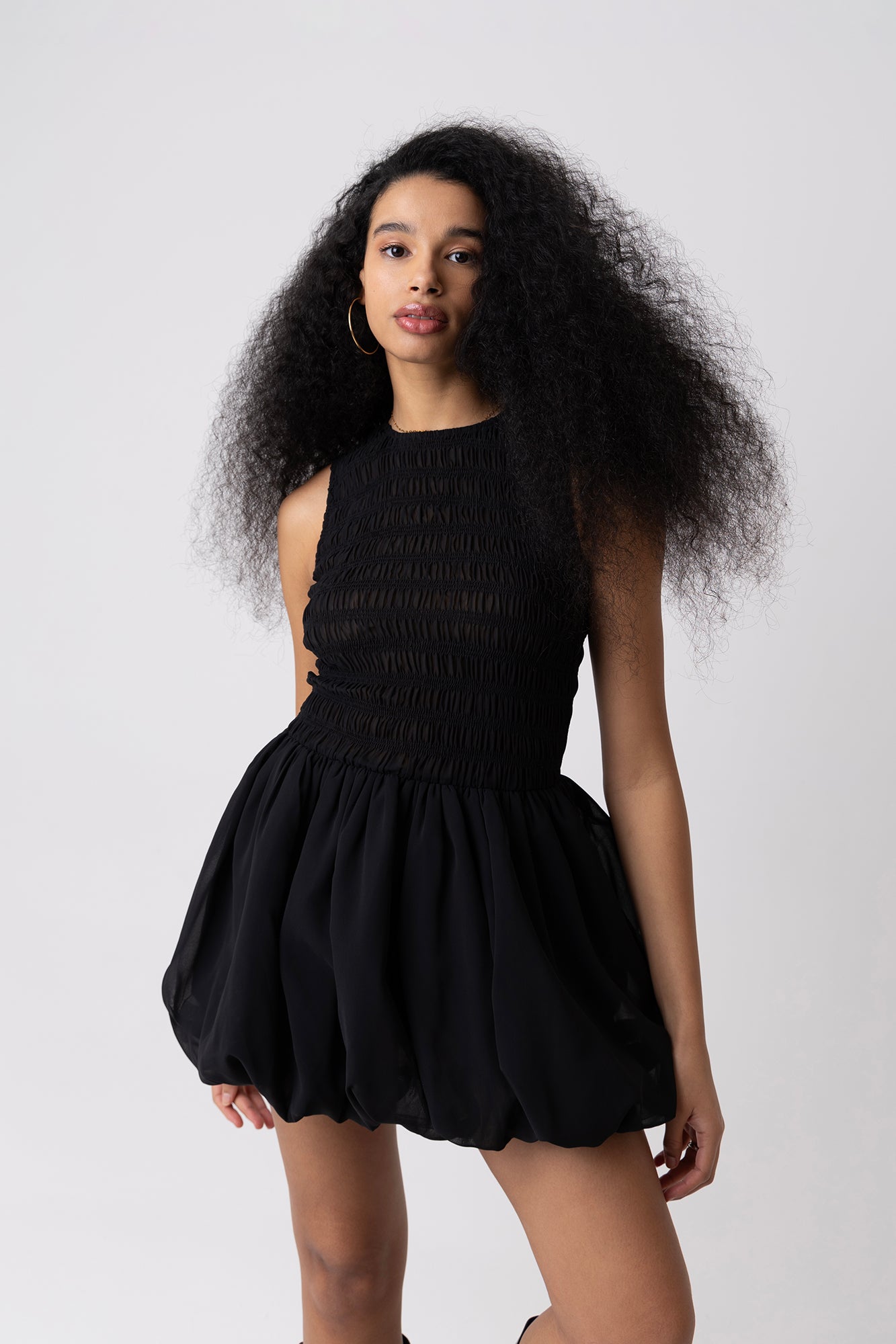 Ella Black Mini Puffball Dress