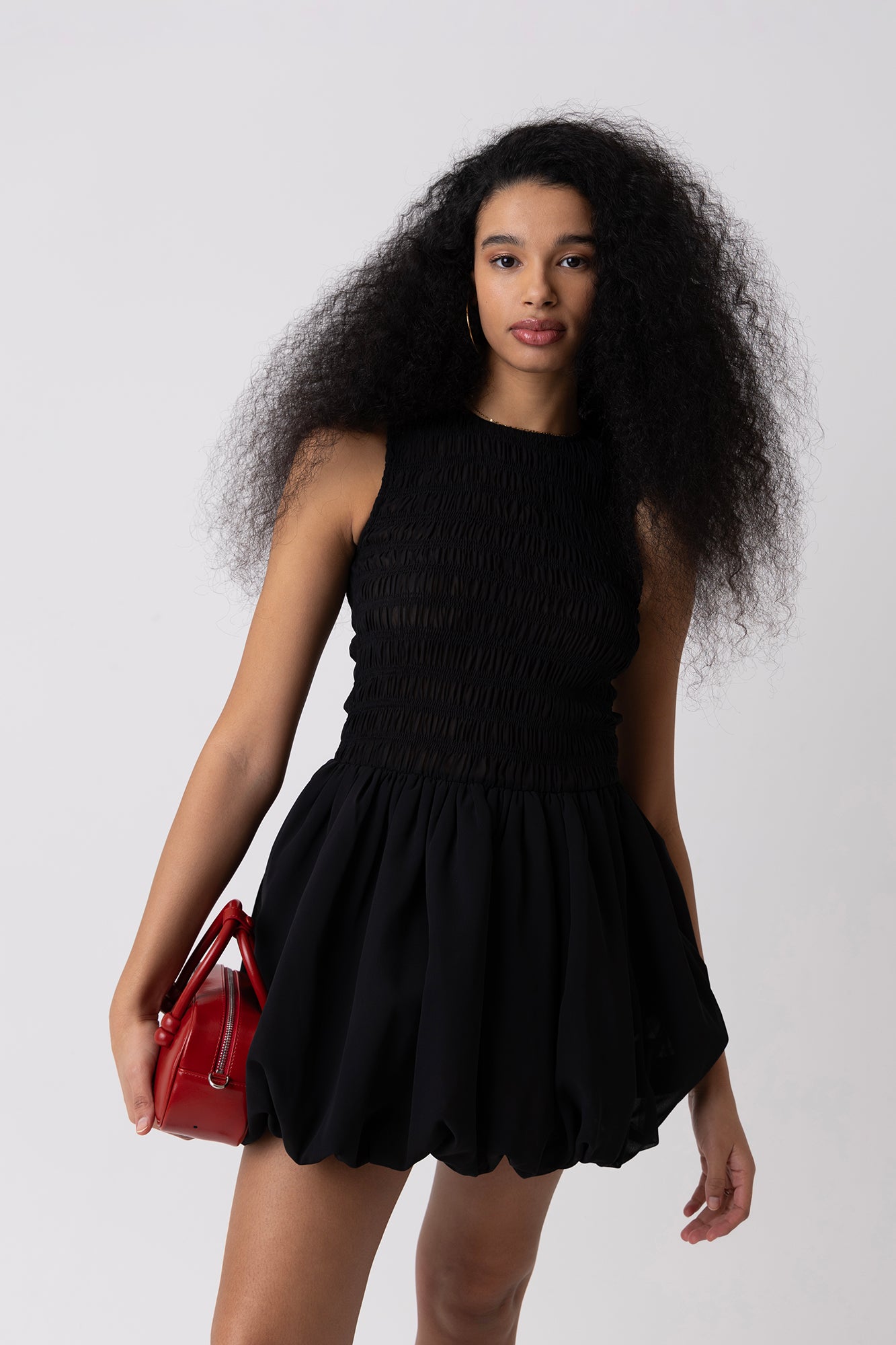 Ella Black Mini Puffball Dress