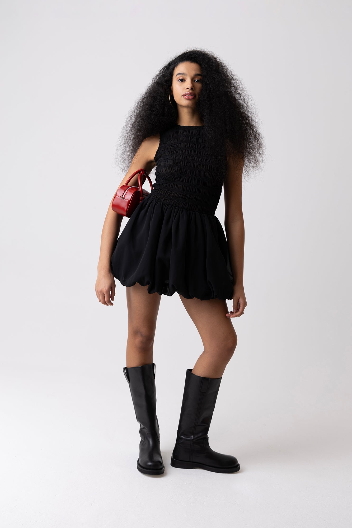 Ella Black Mini Puffball Dress