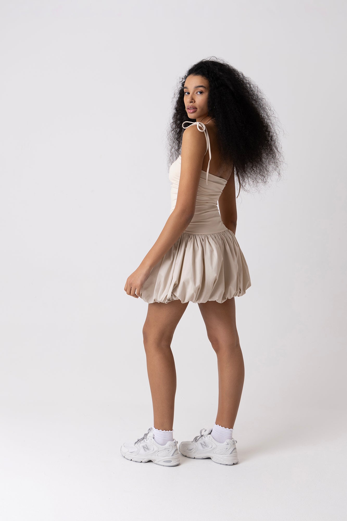 Alexa Milk Puffball Ultra Mini Dress