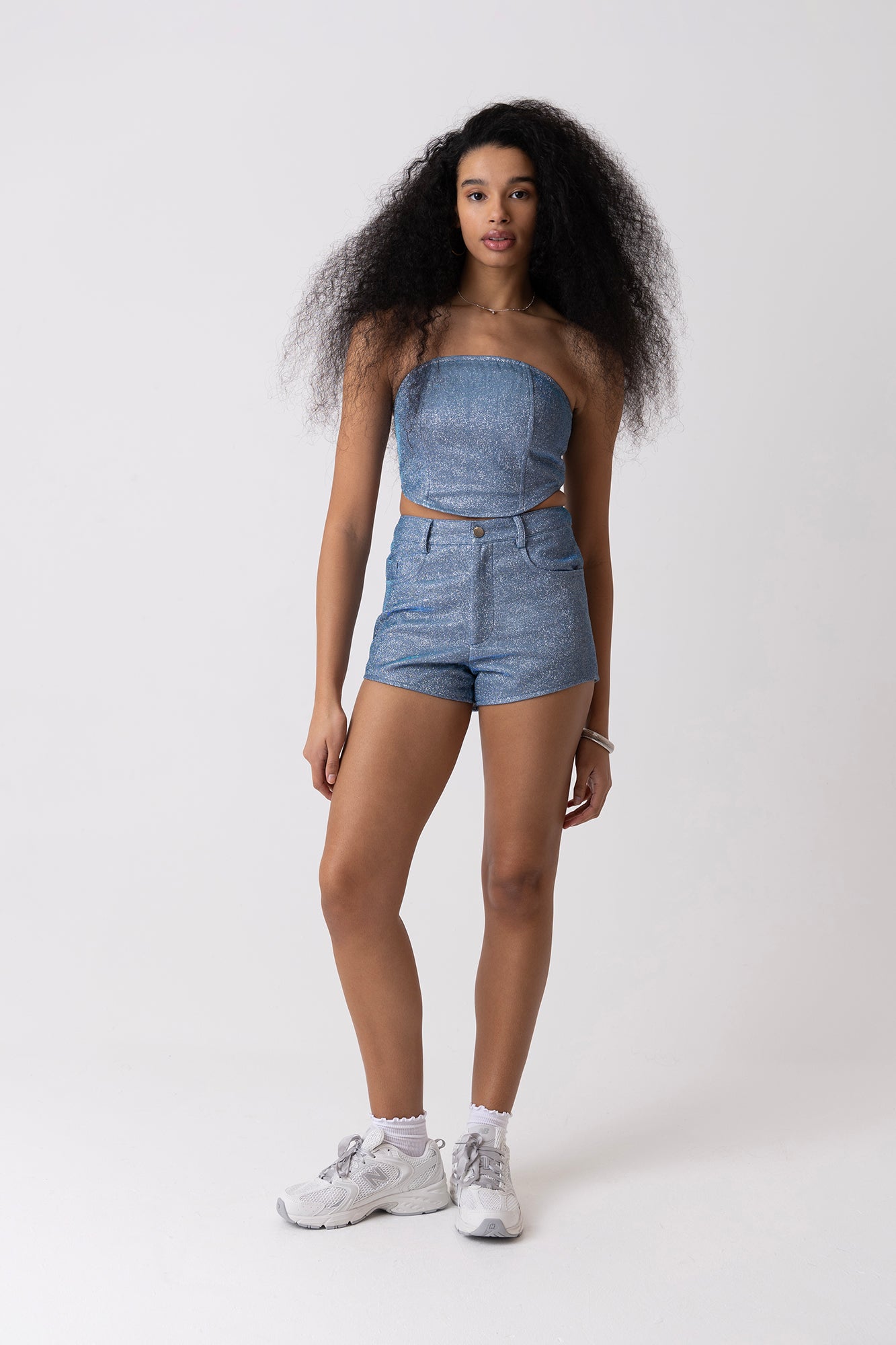 Roxy Blue Metallic High Waisted Hotpants