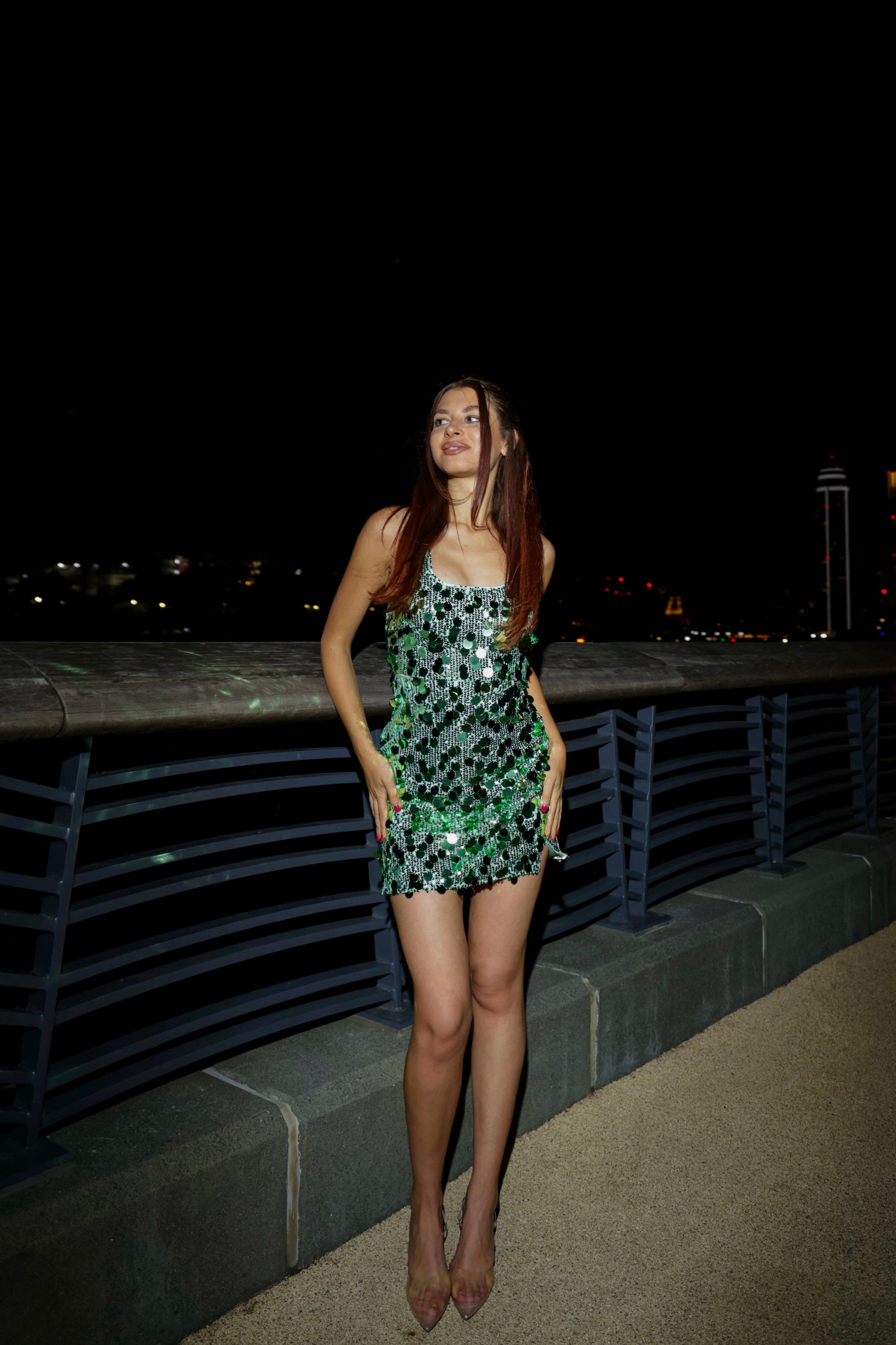 Oceane Green Disc Sequin Dress