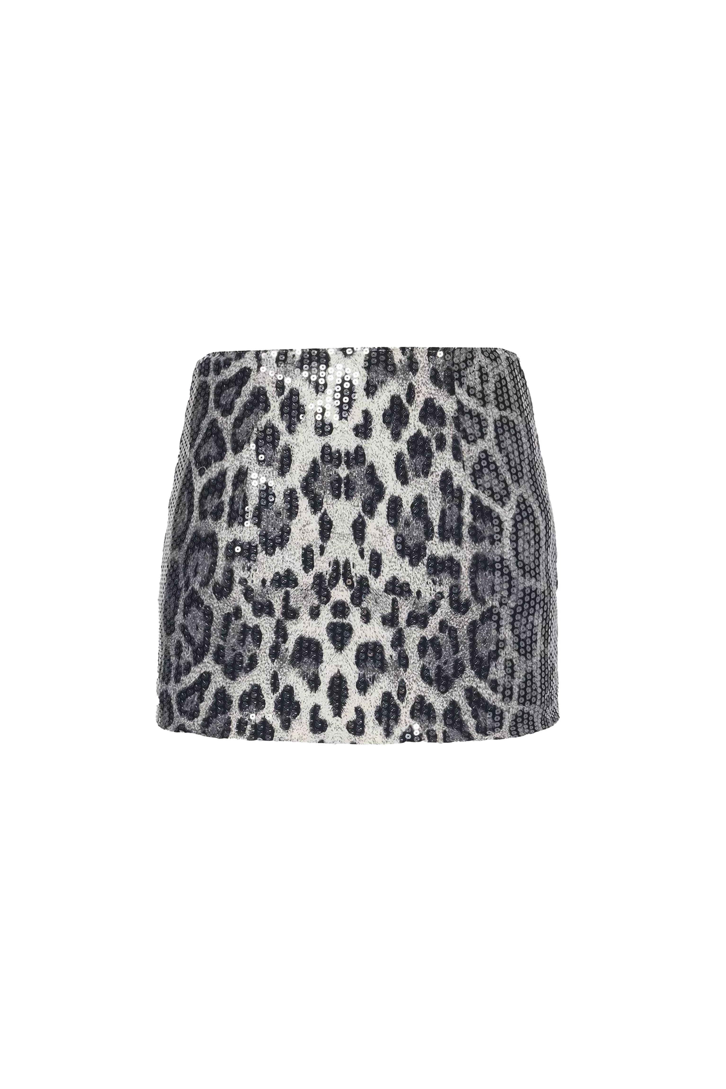 Oceane Leopard Sequin Mini Skirt