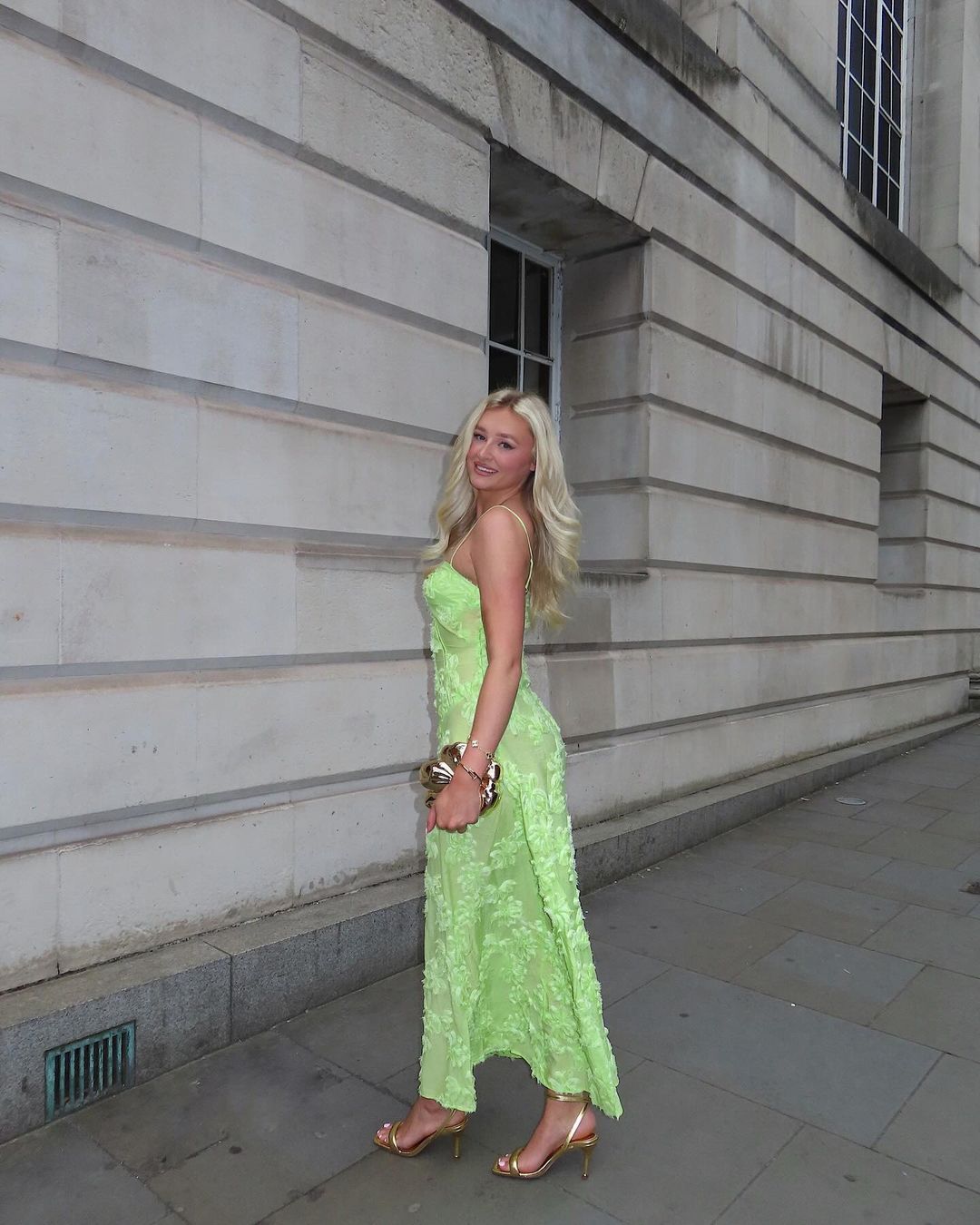 Sofia Chartreuse Green Semi Sheer Maxi Dress