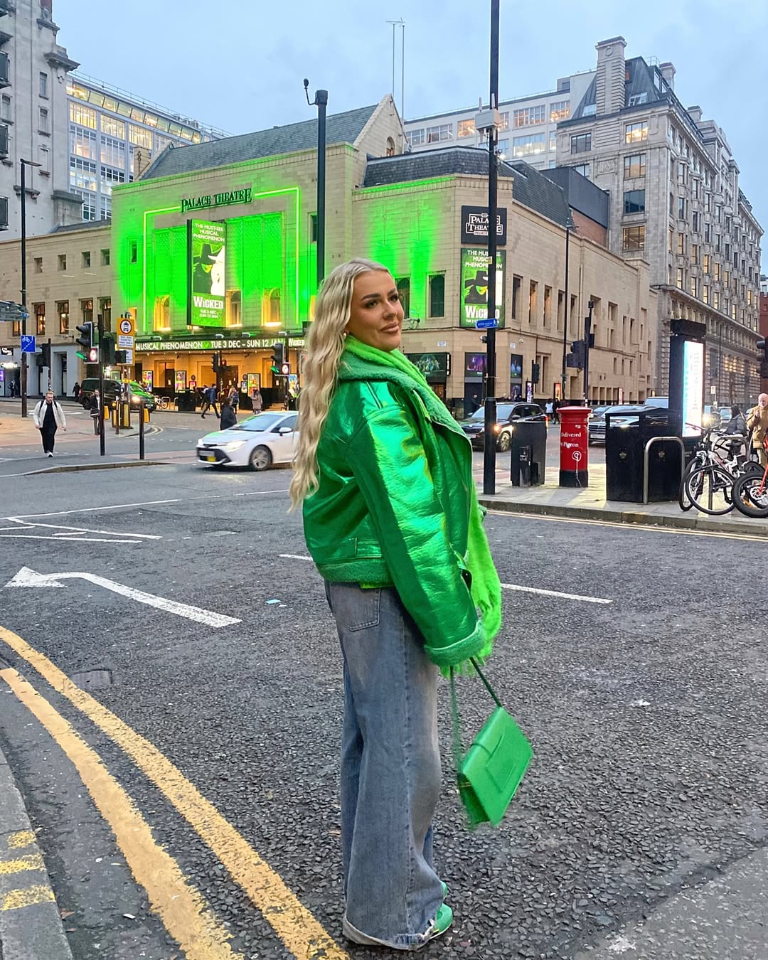 Otto Metallic Green Biker Jacket