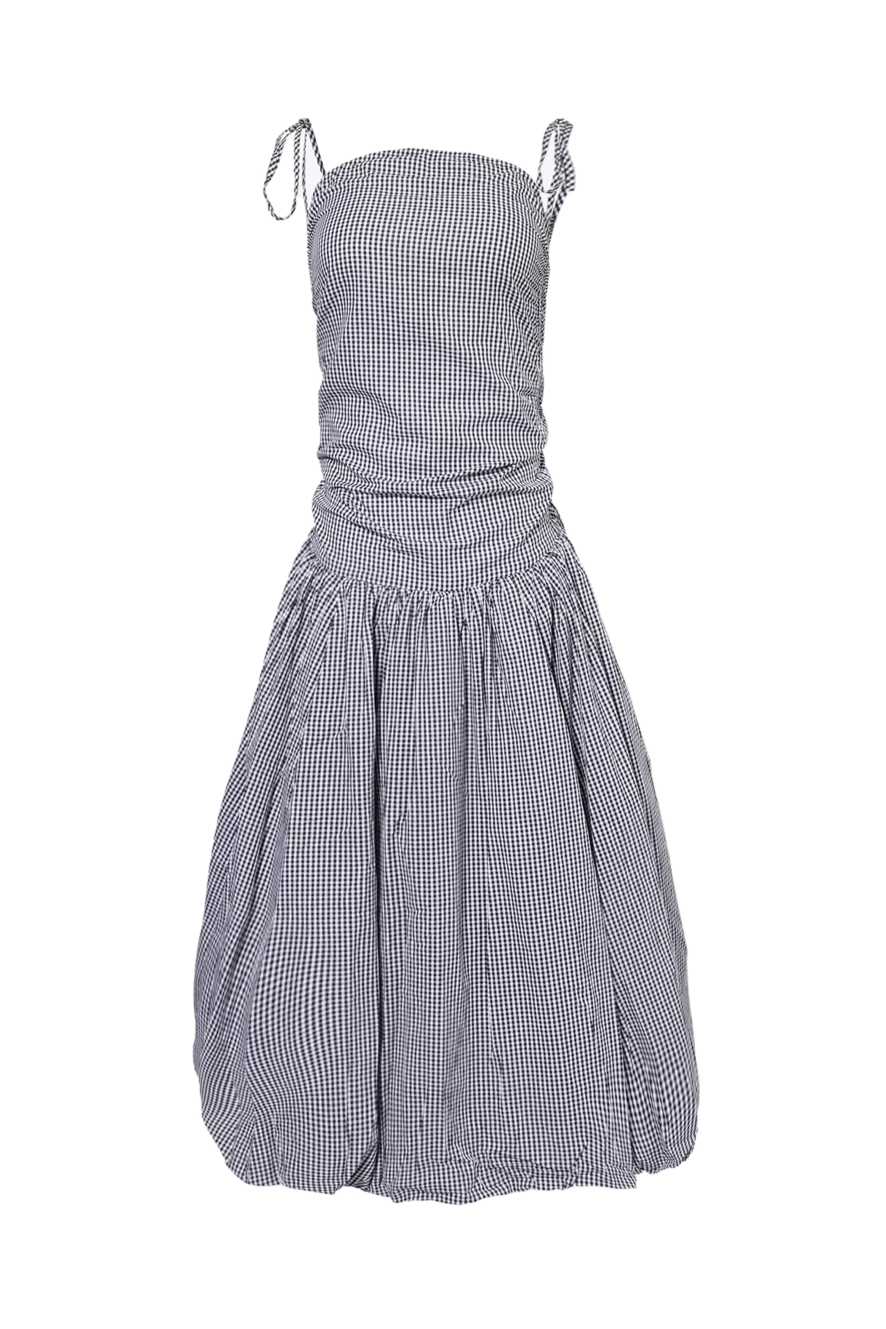 Alexa Mono Gingham Puffball Dress