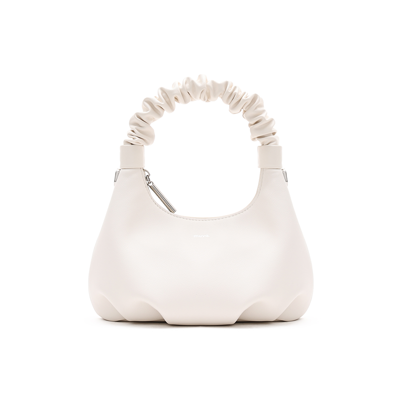 Verona White Ruched Bag