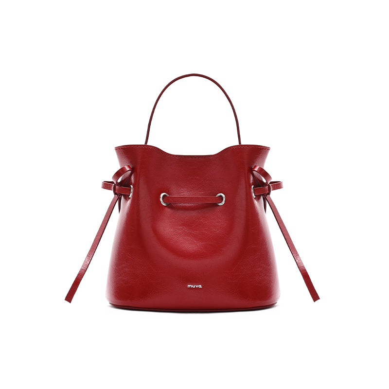 Lyon Red Leather Bucket Bag