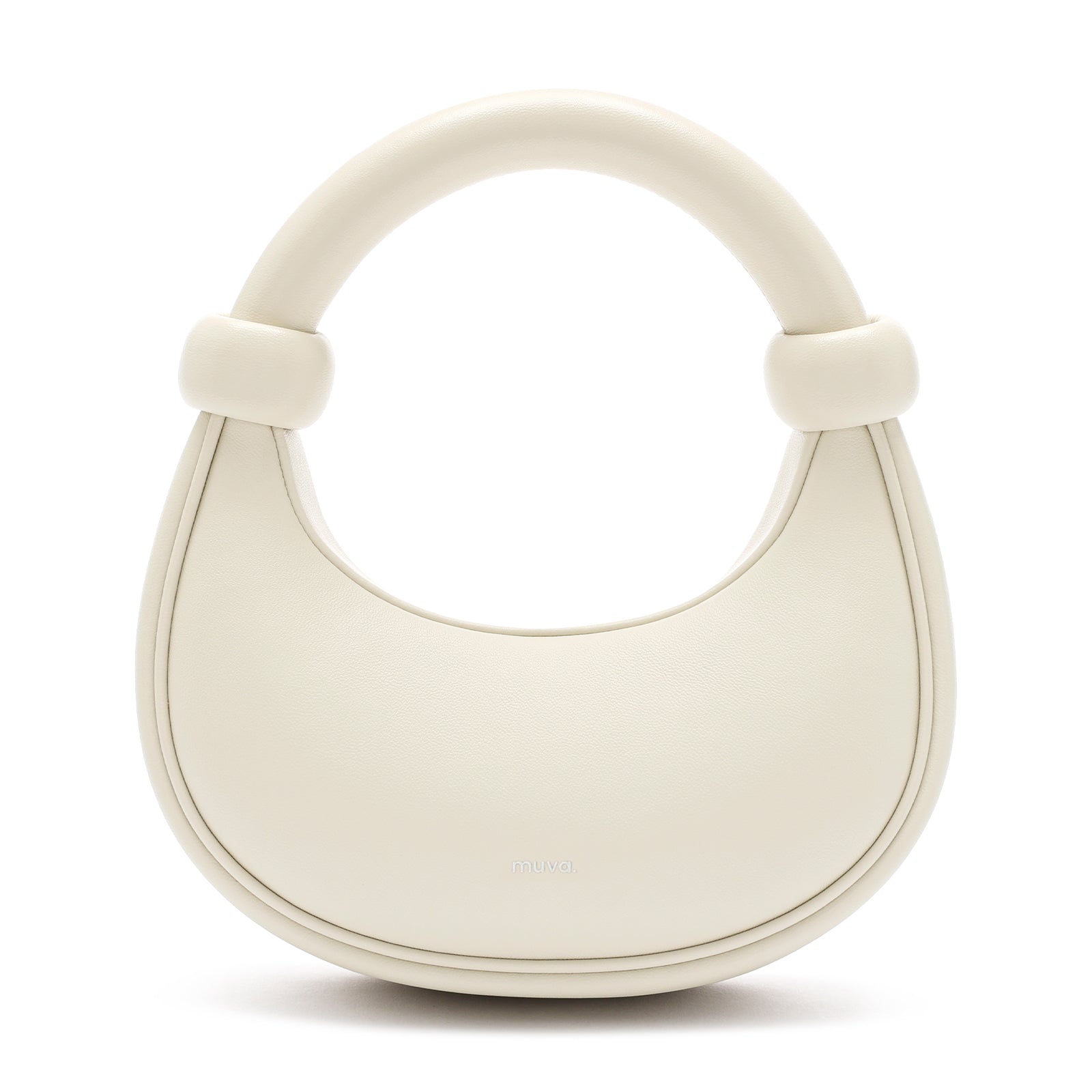 Kyoto White Leather Crossbody Crescent Bag