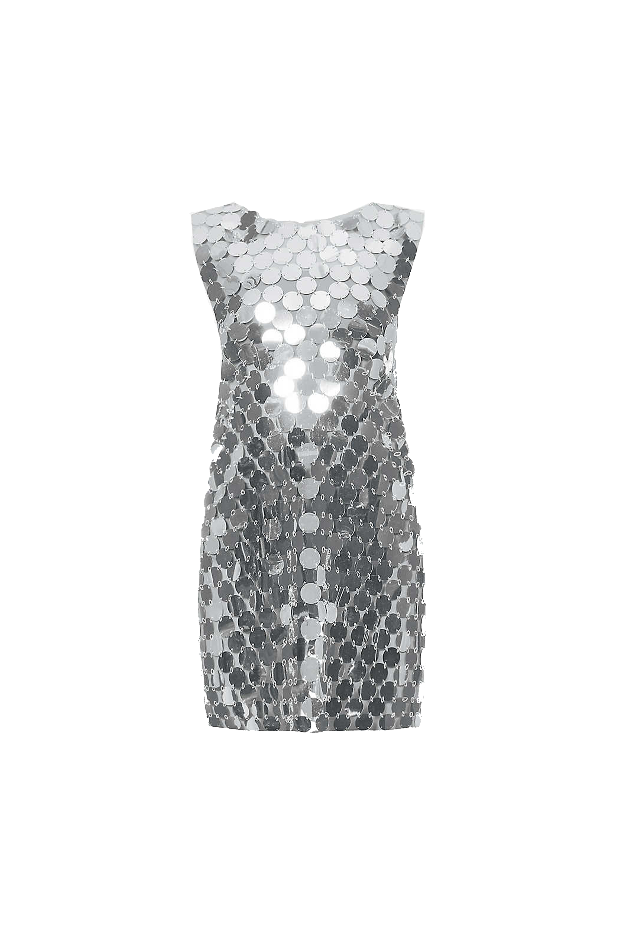 Trixie Silver Metallic Disc Sequin Shift Mini Dress | AmyLynn