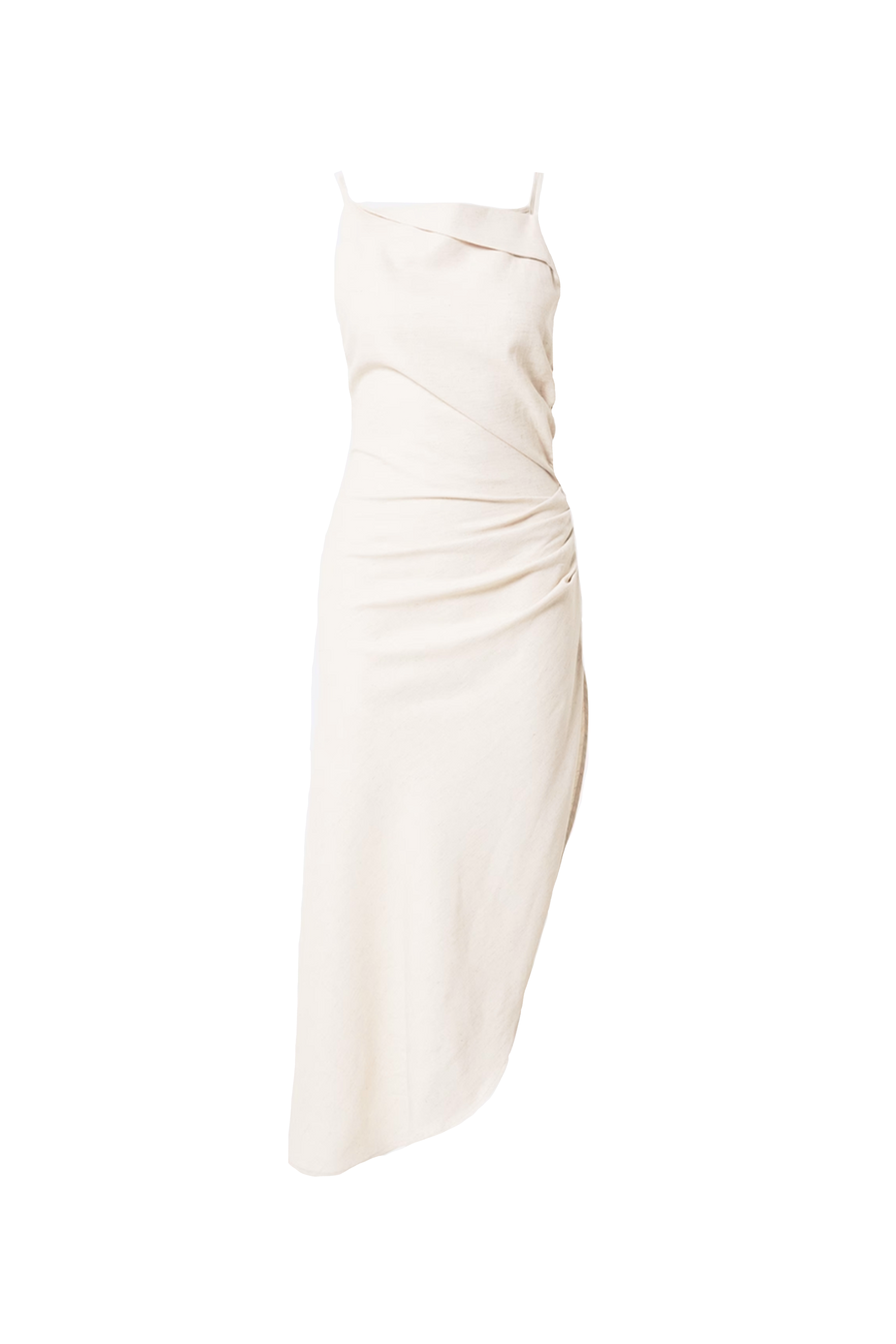 Marta Cream Linen Asymmetric Dress