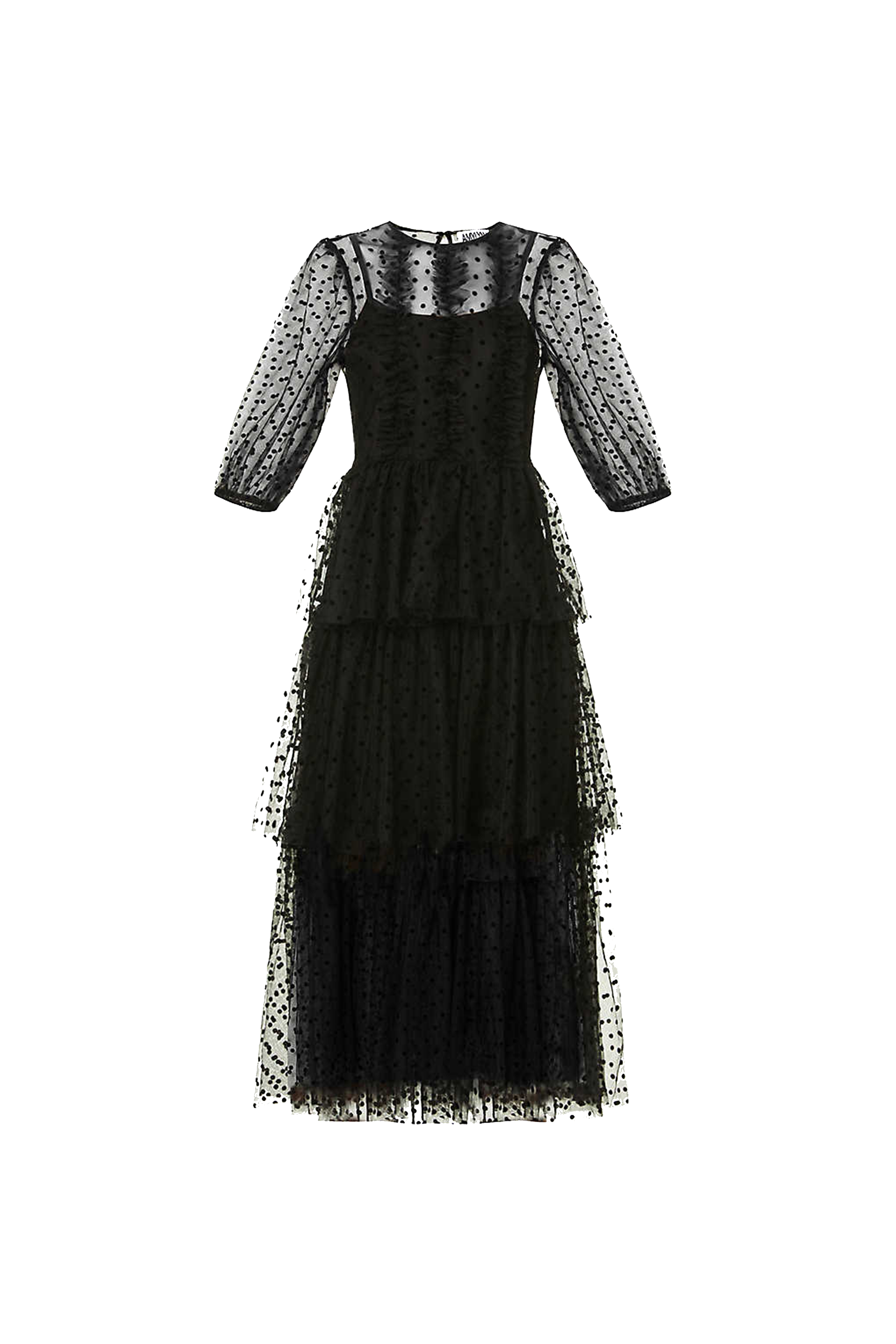 Annie Black Spot Mesh Dress